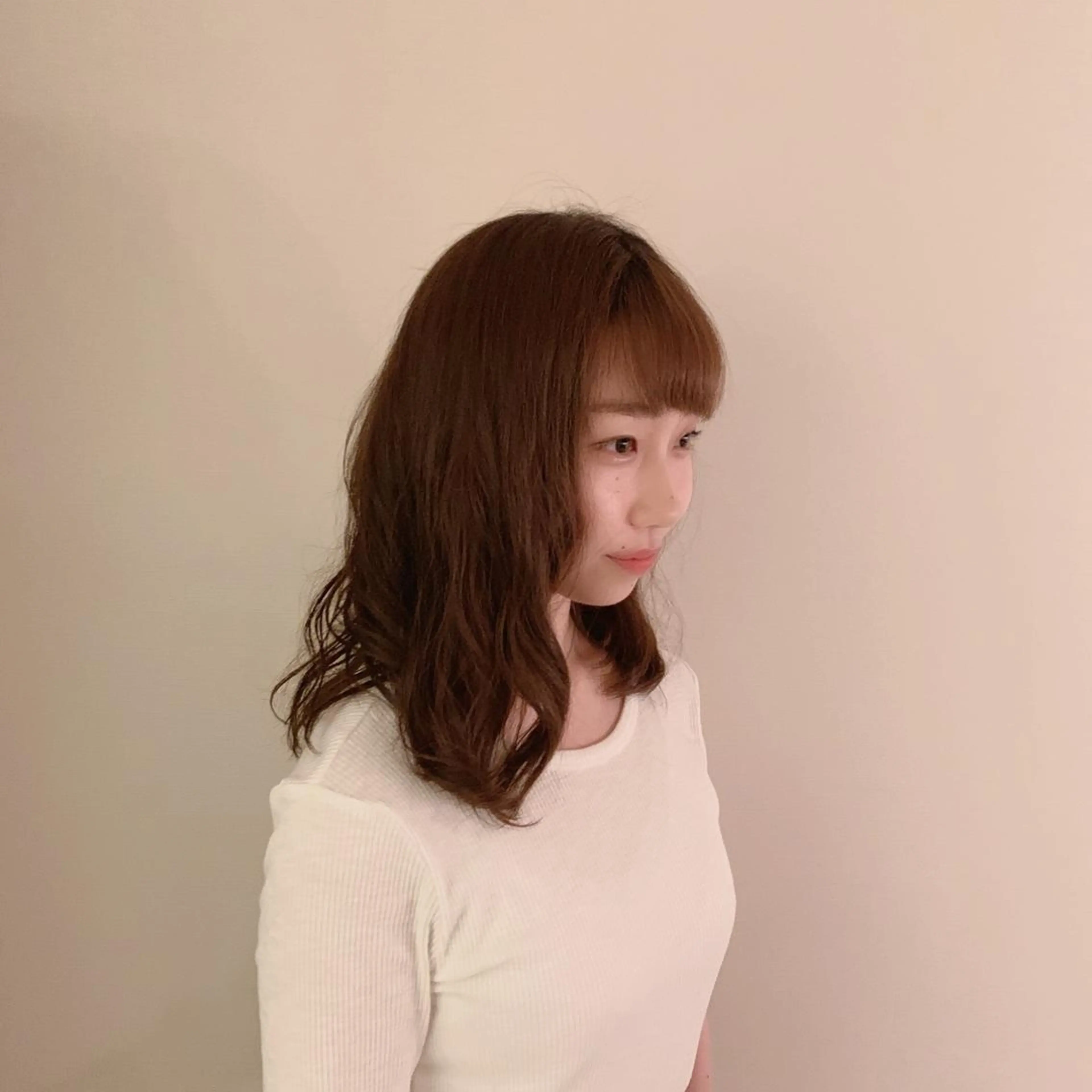 セミロング パーマ 小顔/似合わせカット 杉山莉菜のヘアスタイル