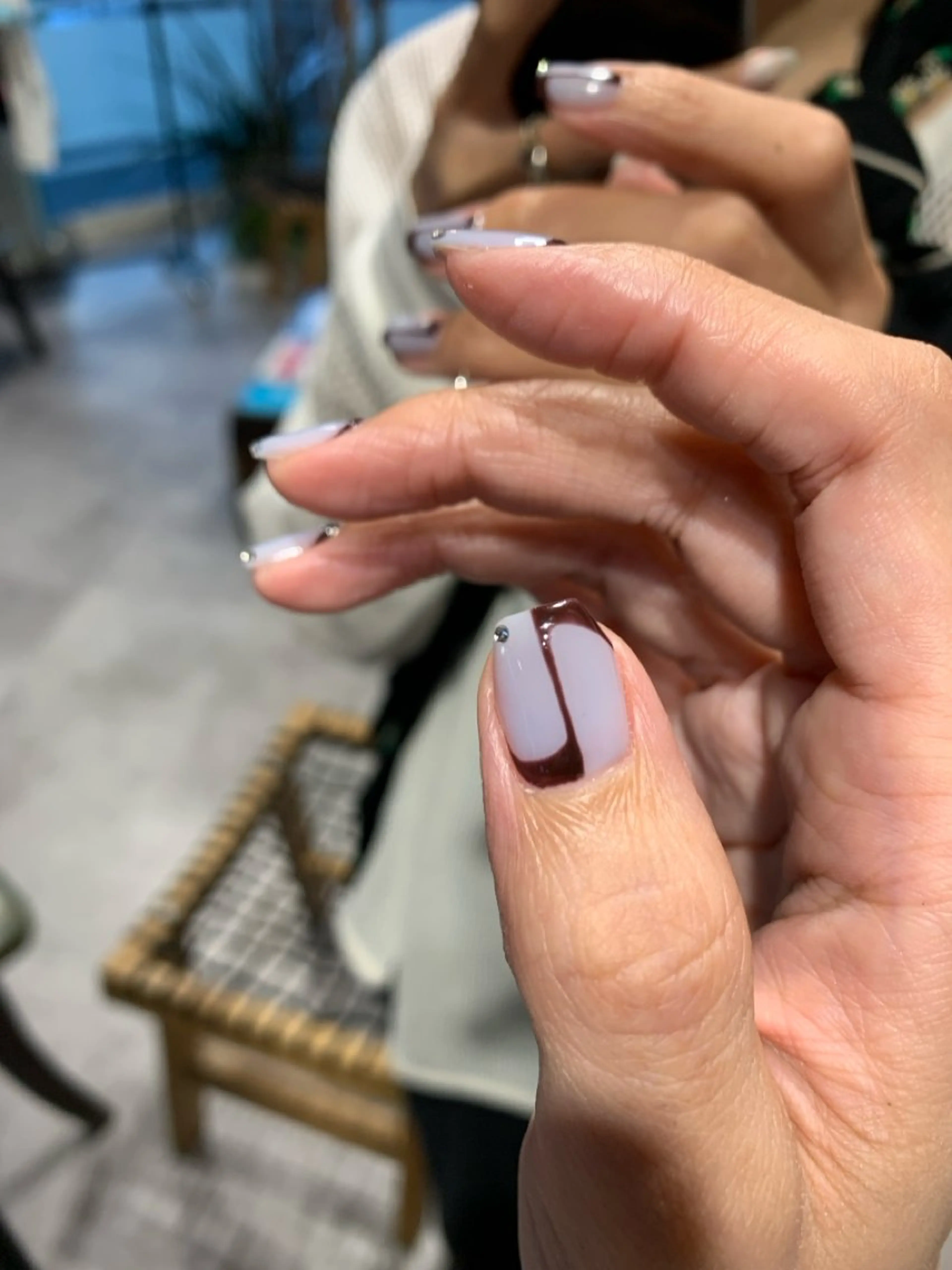 ネイル ブルー ブラウン ハンドネイル purete ピュルテのネイルデザイン