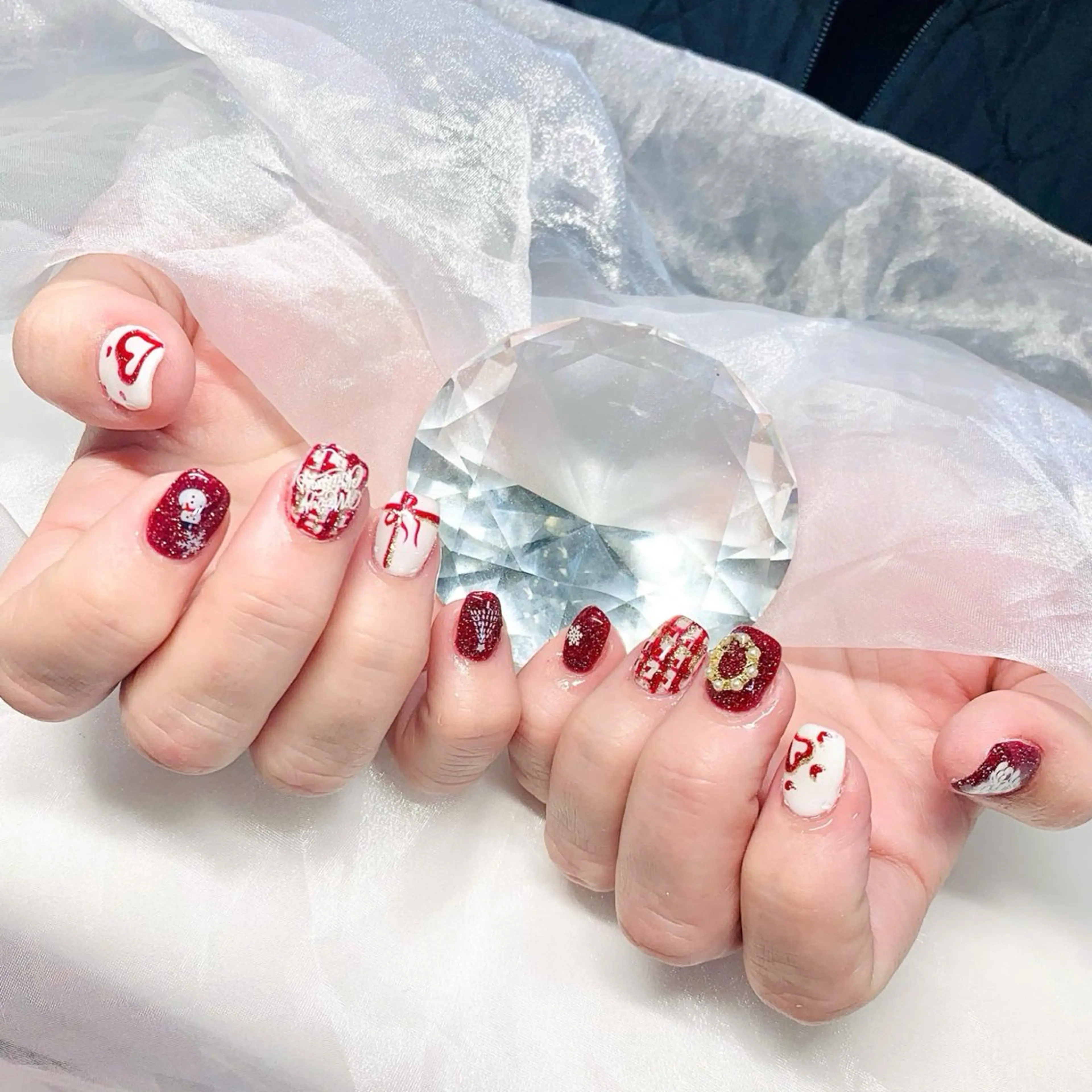 ショート 韓国風ヘア クリスマス Mika nail salon 鶯谷のネイルデザイン