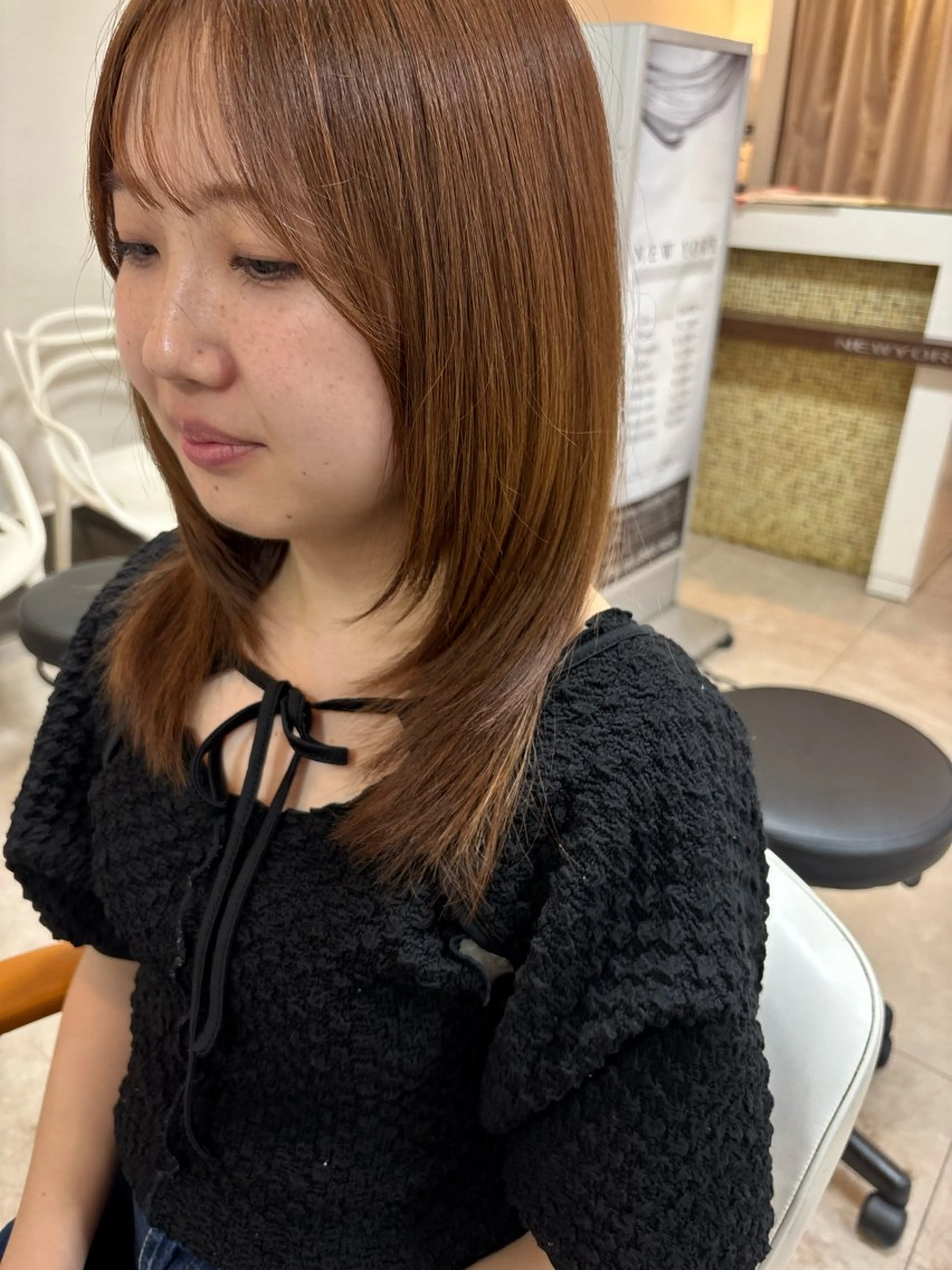 セミロング 顔周りカット レイヤーカット カットモデル募集/ 加藤美月のヘアスタイル