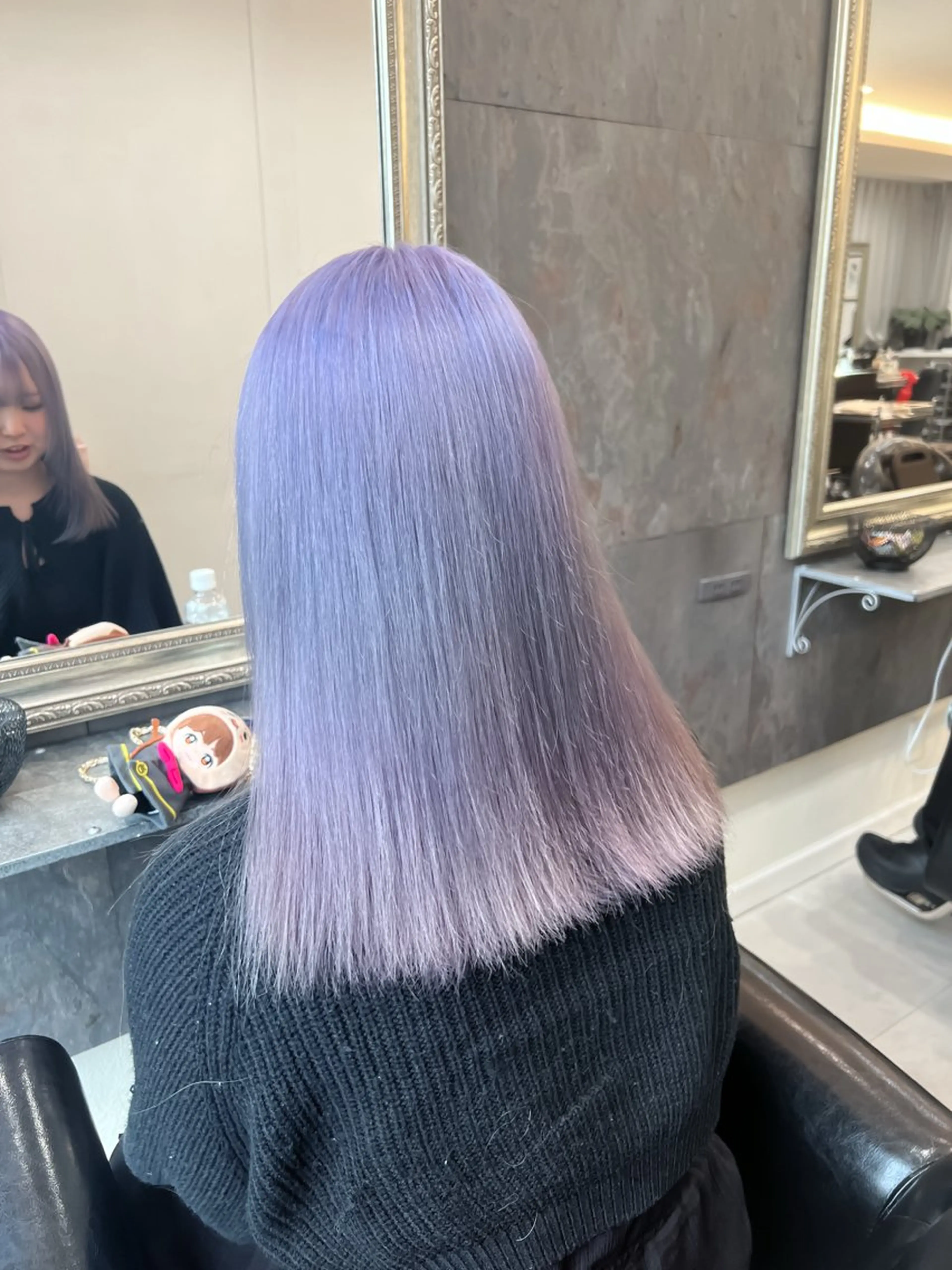 セミロング カラー 和夢/メンズカット/ パーマ/ハイトーンのヘアスタイル