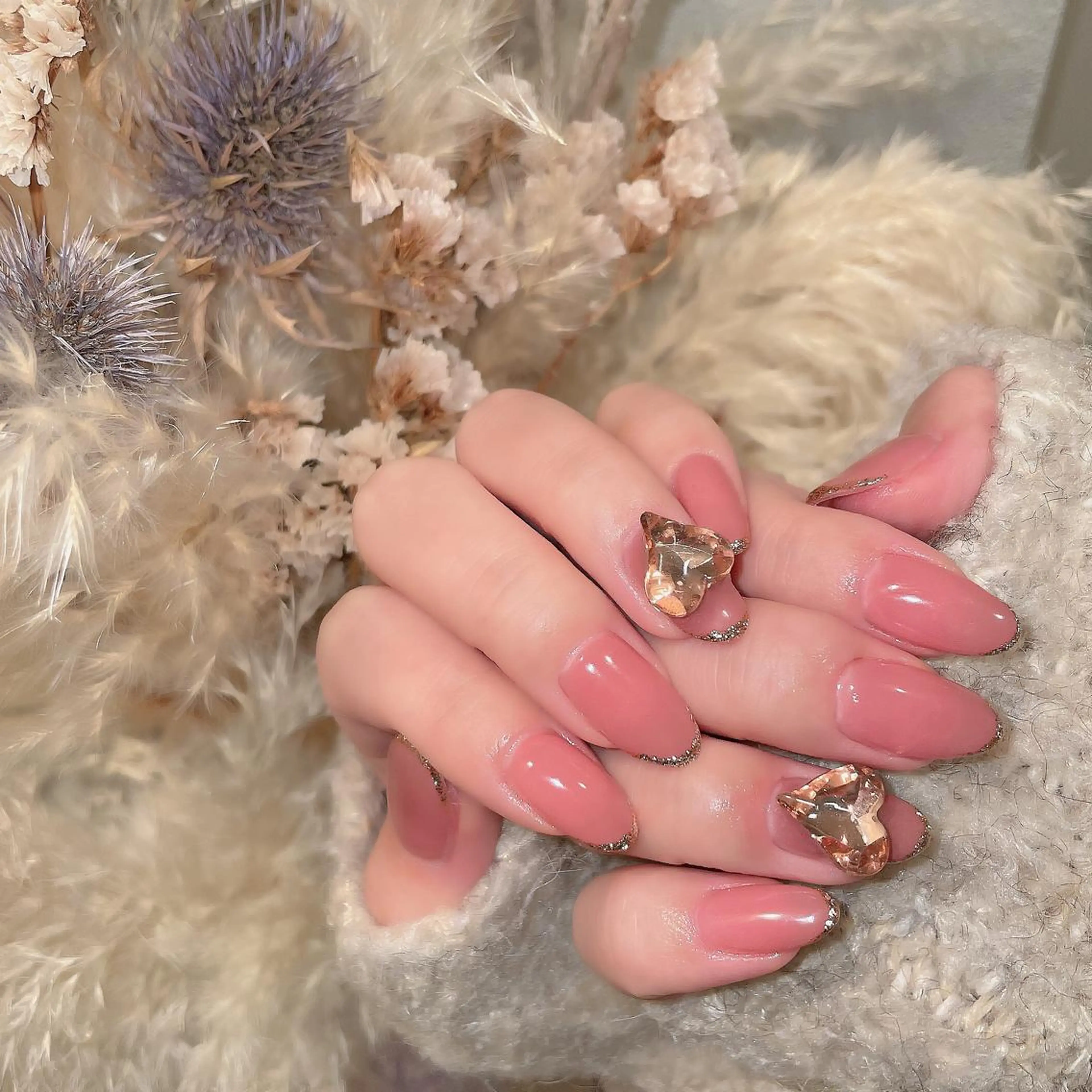 ネイル チークネイル フラッシュネイル フレンチネイル キラキラネイル 韓国ネイル ハンドネイル merci nailのネイルデザイン