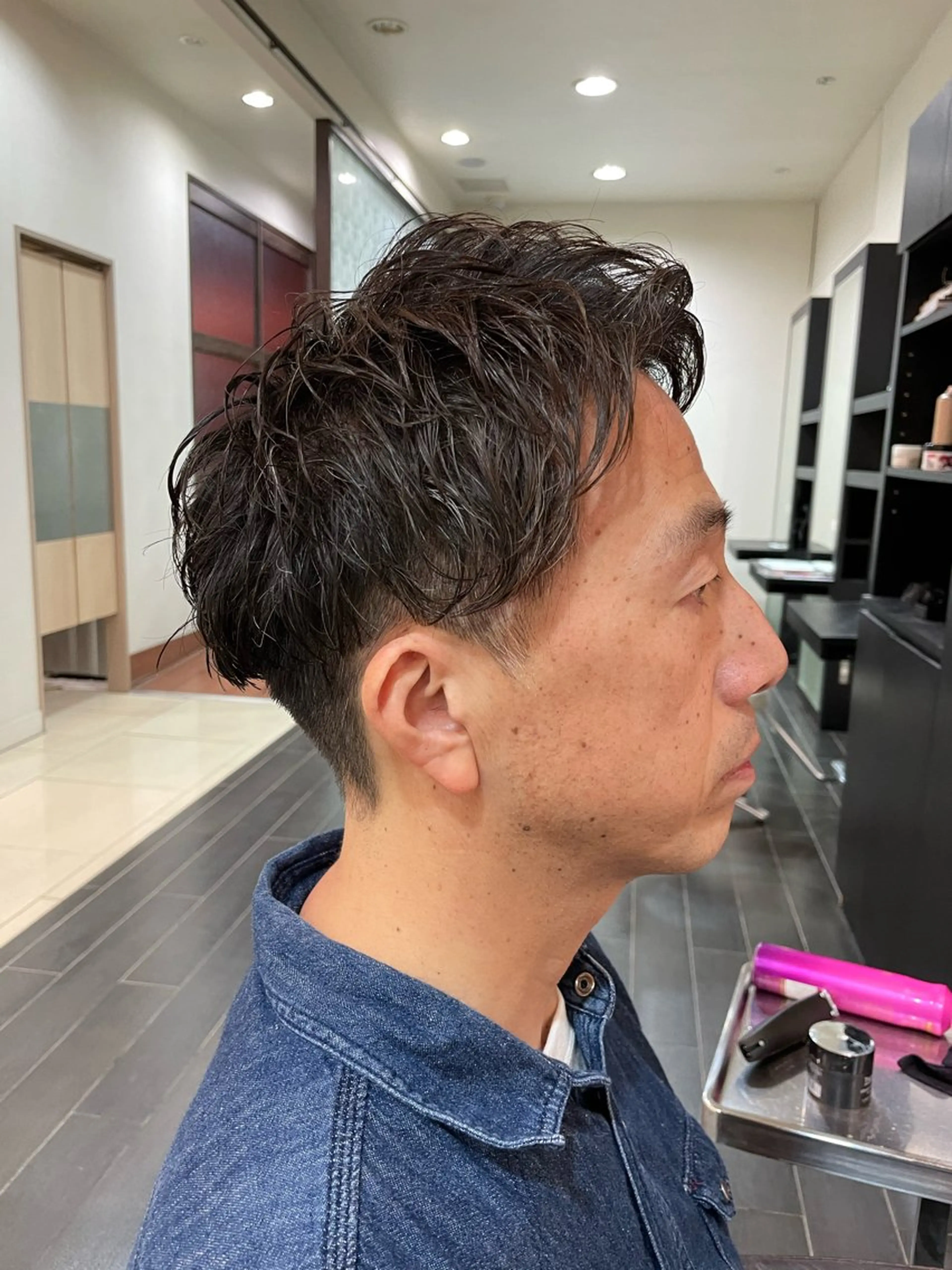 ショート パーマ メンズ フェザー/波巻き 雫石大夢のヘアスタイル