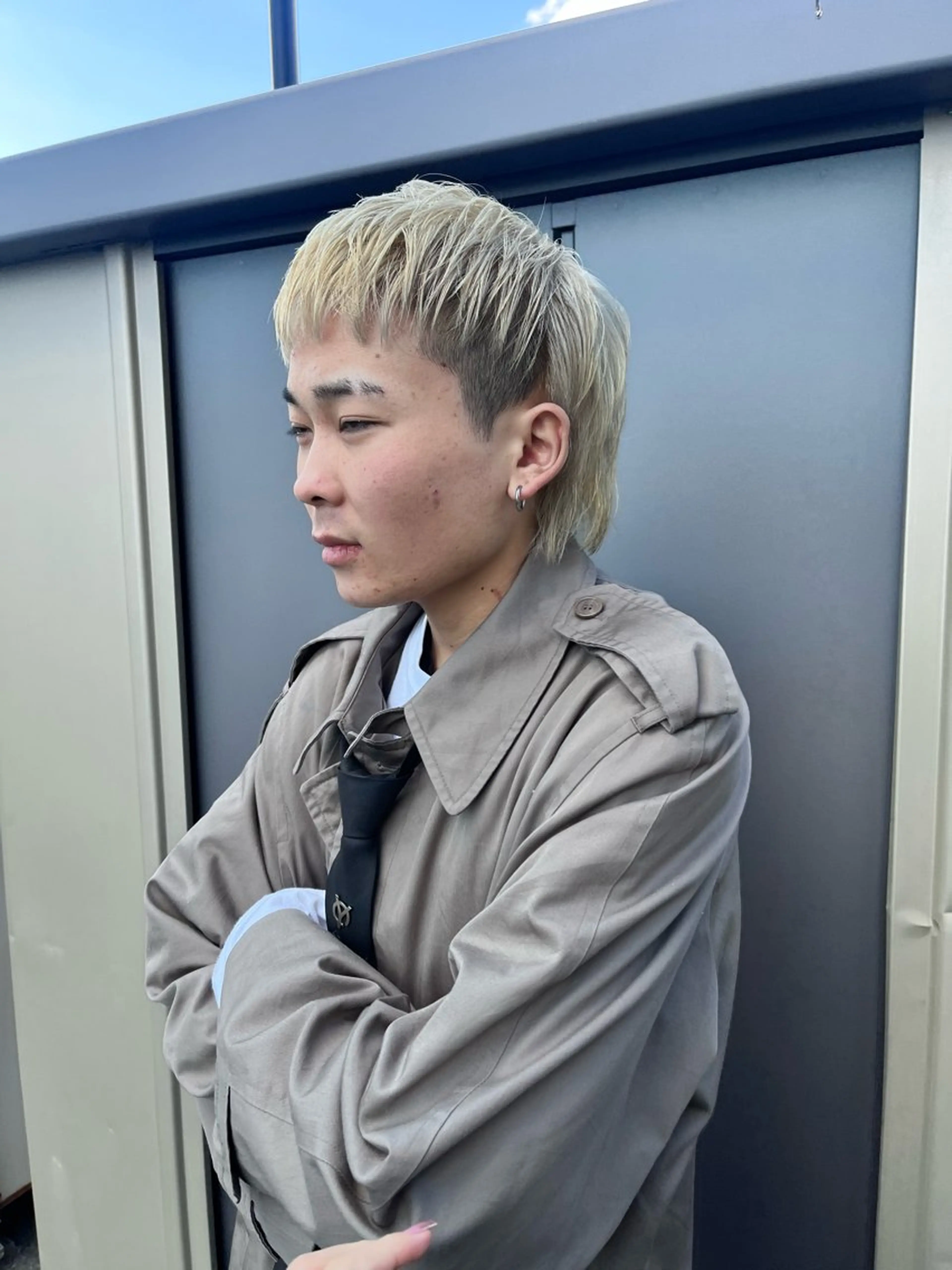 ショート カラー メンズ メンズブリーチ ベージュカラー ブリーチ ホワイトベージュ ルプラボウ 永友愛梨 /韓国/ダメージレスのヘアスタイル