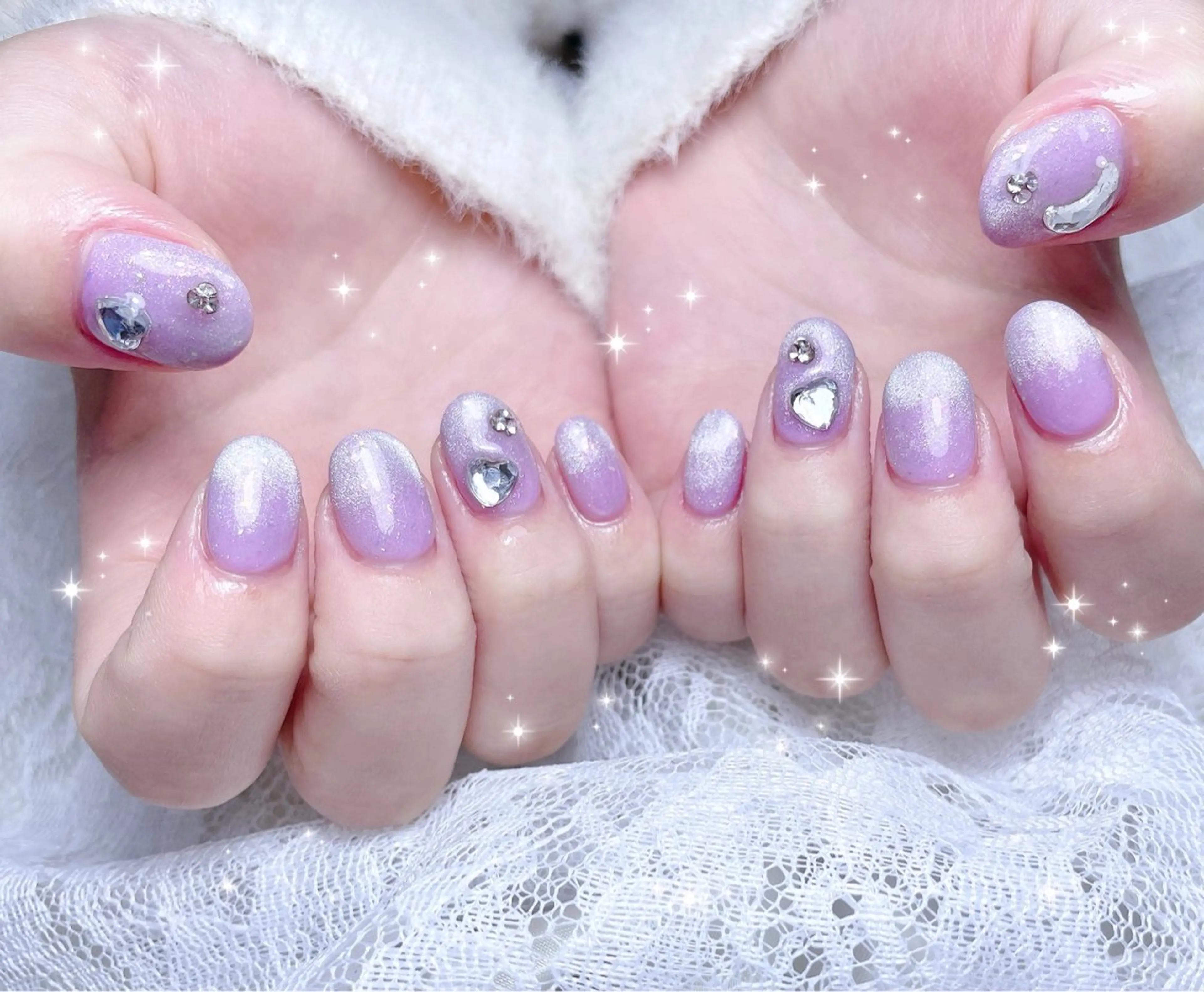 ネイル マグネットネイル シルバー ハンドネイル FLARE NAIL フレアネイルのネイルデザイン