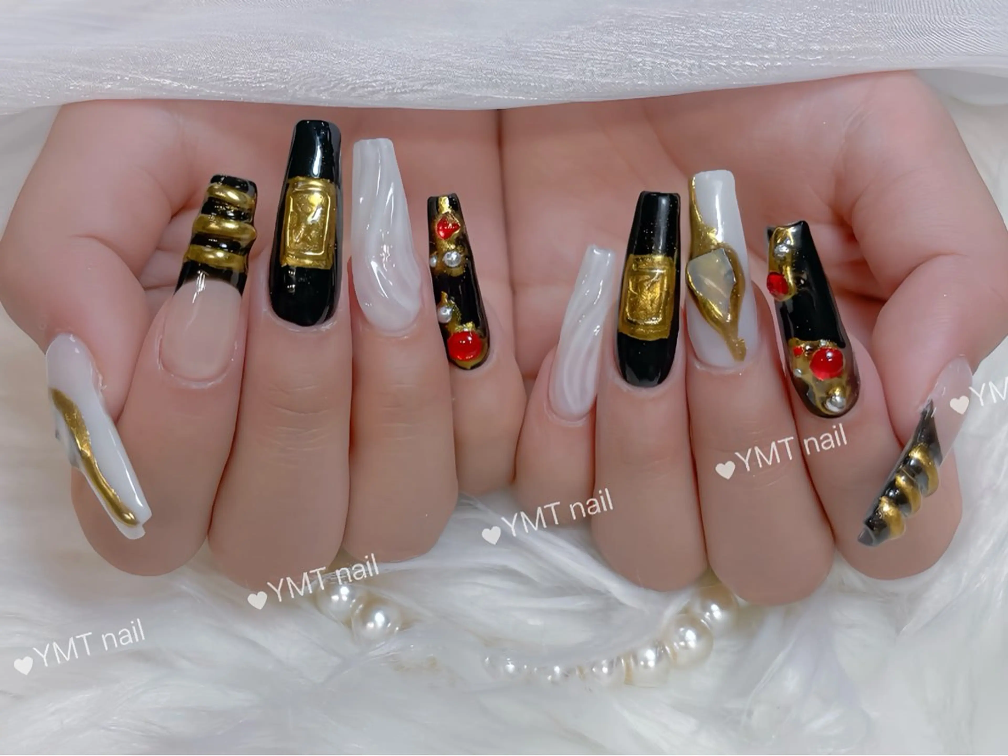 ネイル 長さ出し フットネイル ジェルネイル 韓国ネイル マグネットネイル ハンドネイル YMT． NailStudioのネイルデザイン