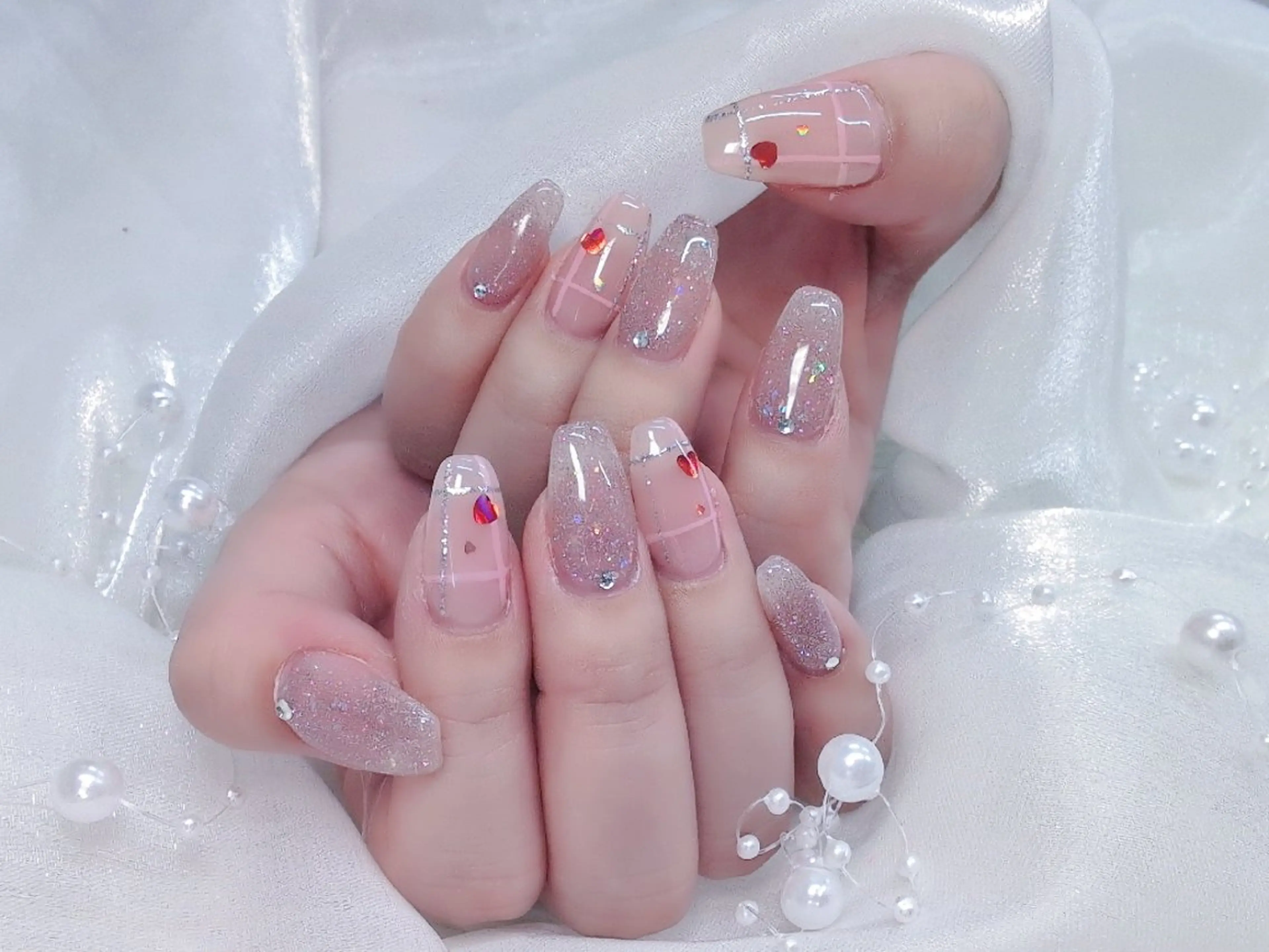 ネイル チークネイル 長さ出し フラッシュネイル フレンチネイル ジェルネイル Chouette Nailのネイルデザイン