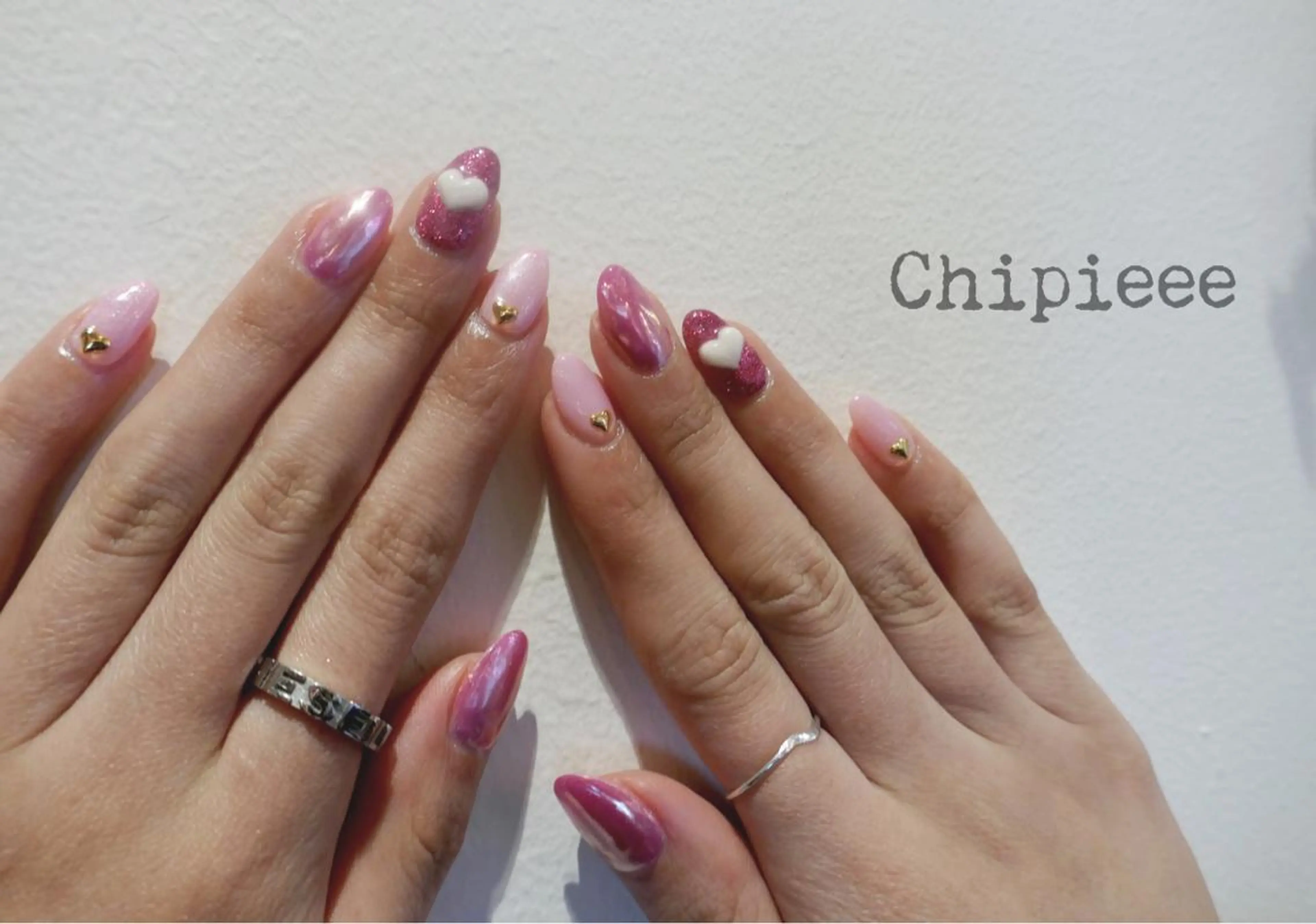 ネイル ハート ハンドネイル ERI Nailistのネイルデザイン