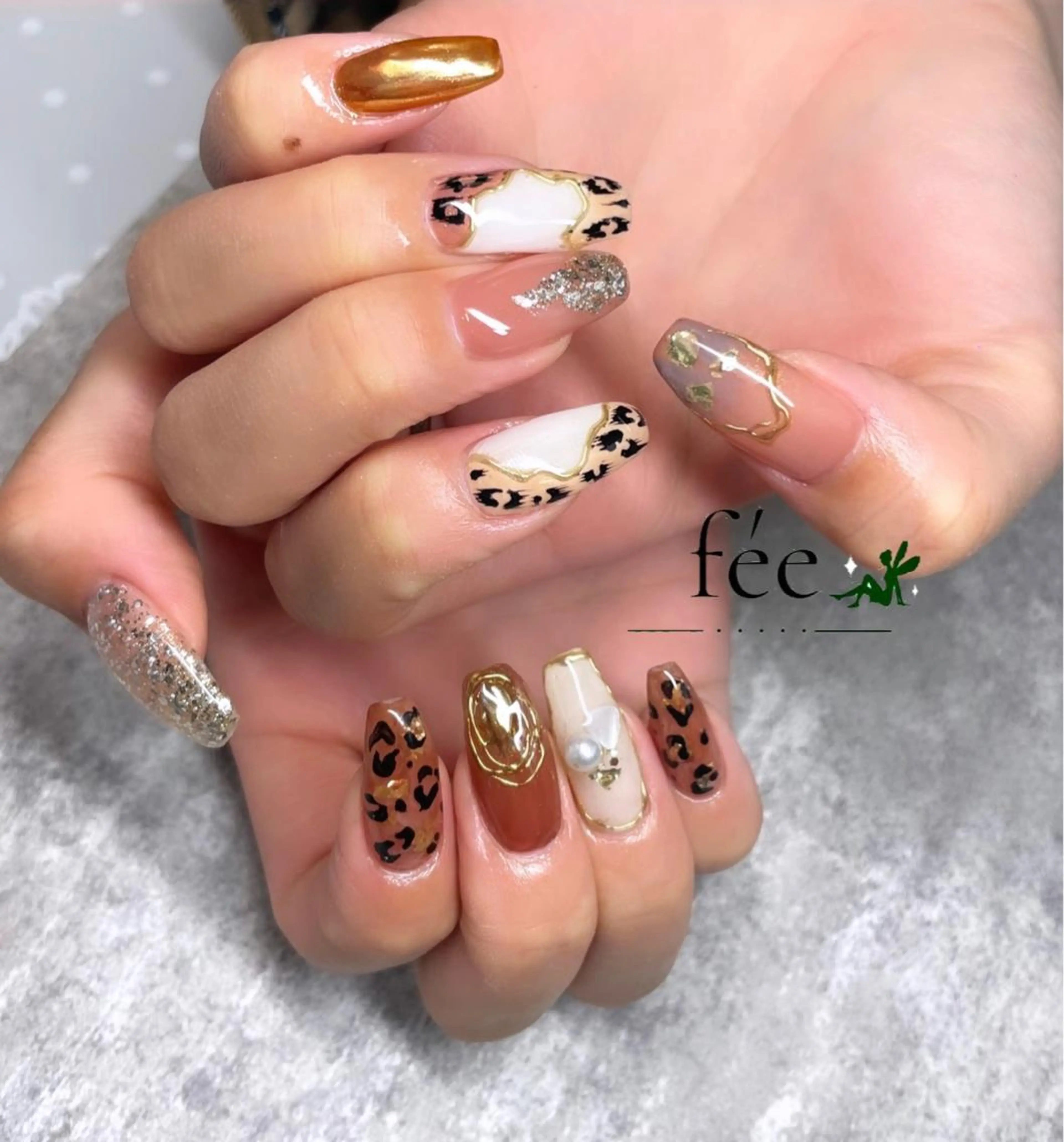 ネイル アニマル柄 フットネイル ジェルネイル 韓国ネイル マグネットネイル ハンドネイル nail salon fee（フィー）のネイルデザイン