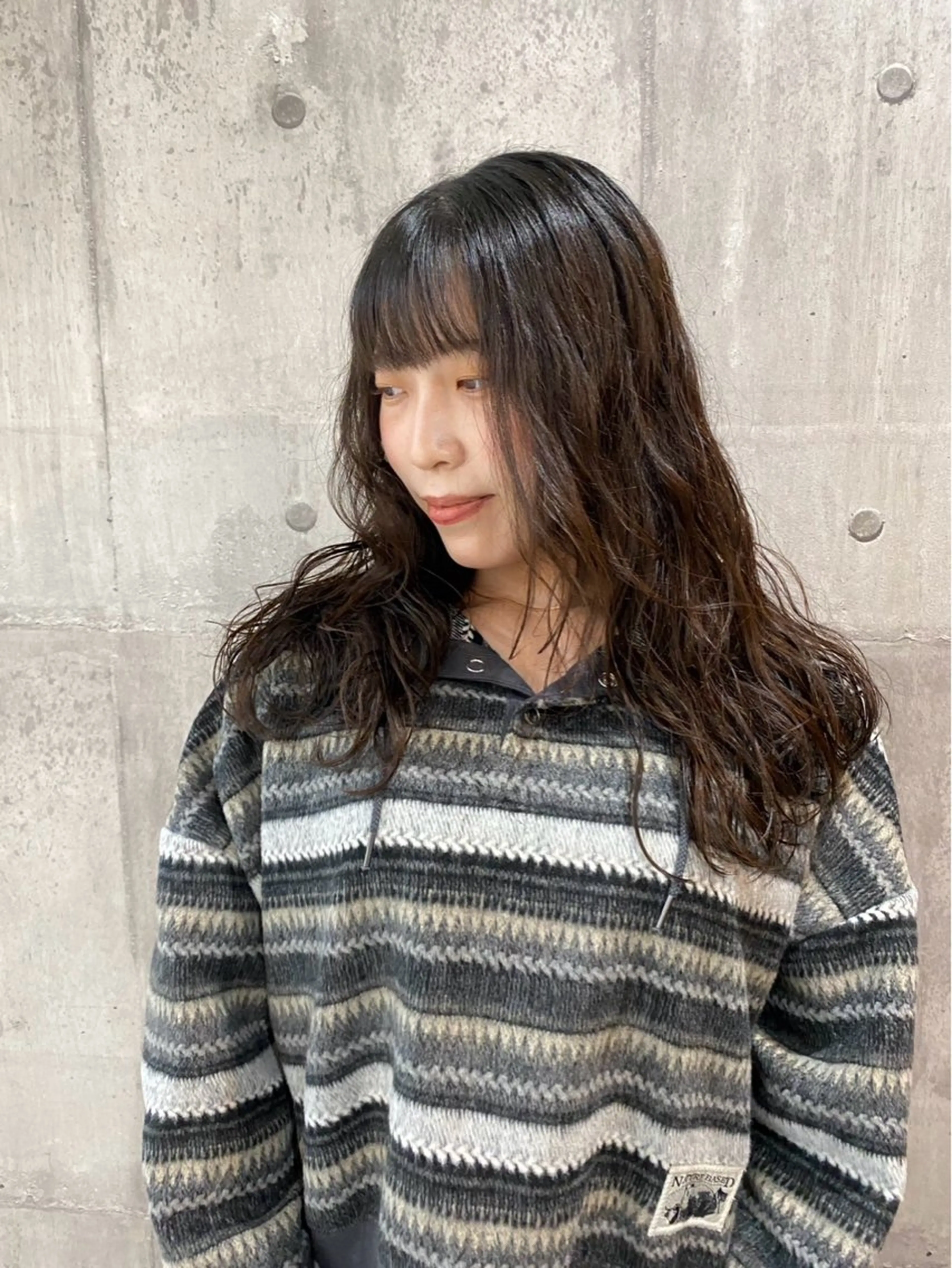 ロング パーマ レイヤーカット カット パーマ enrichミヤモト ヒロヤのヘアスタイル