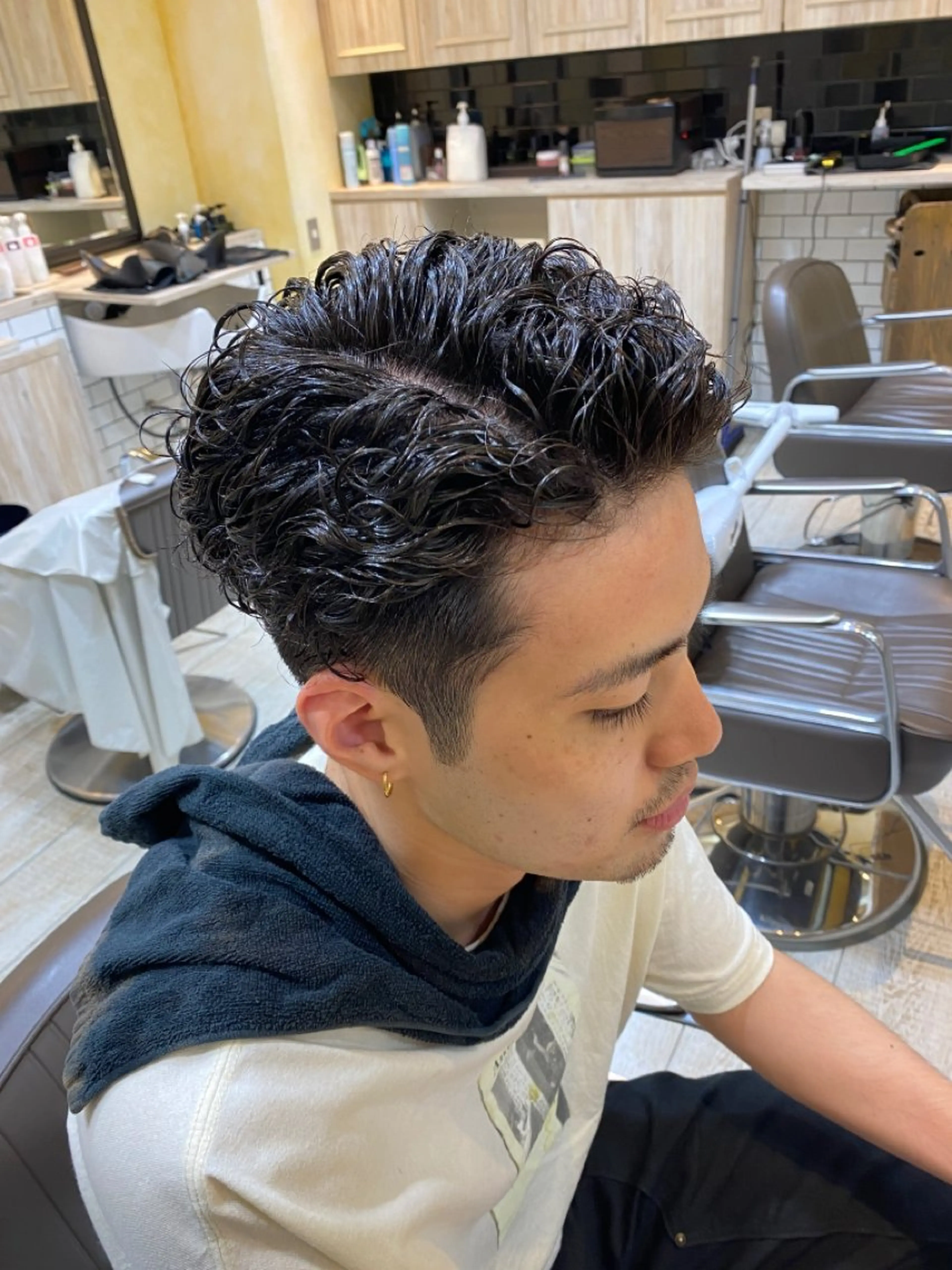 ミディアム パーマ メンズ 宮城 風冴のヘアスタイル