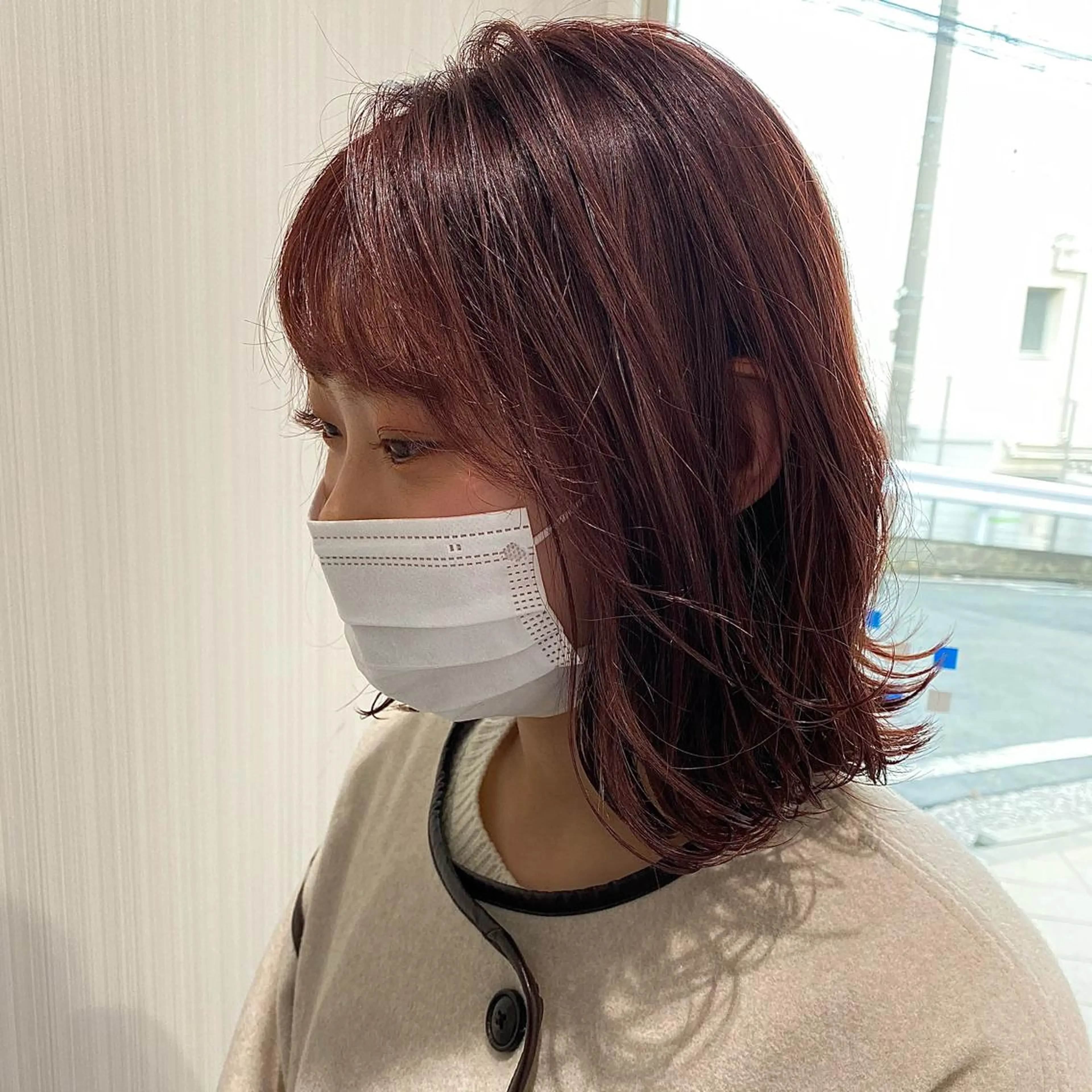 ミディアム カラー ピンクカラー カット 神奈川大学最寄り白楽 三本松巧のヘアスタイル