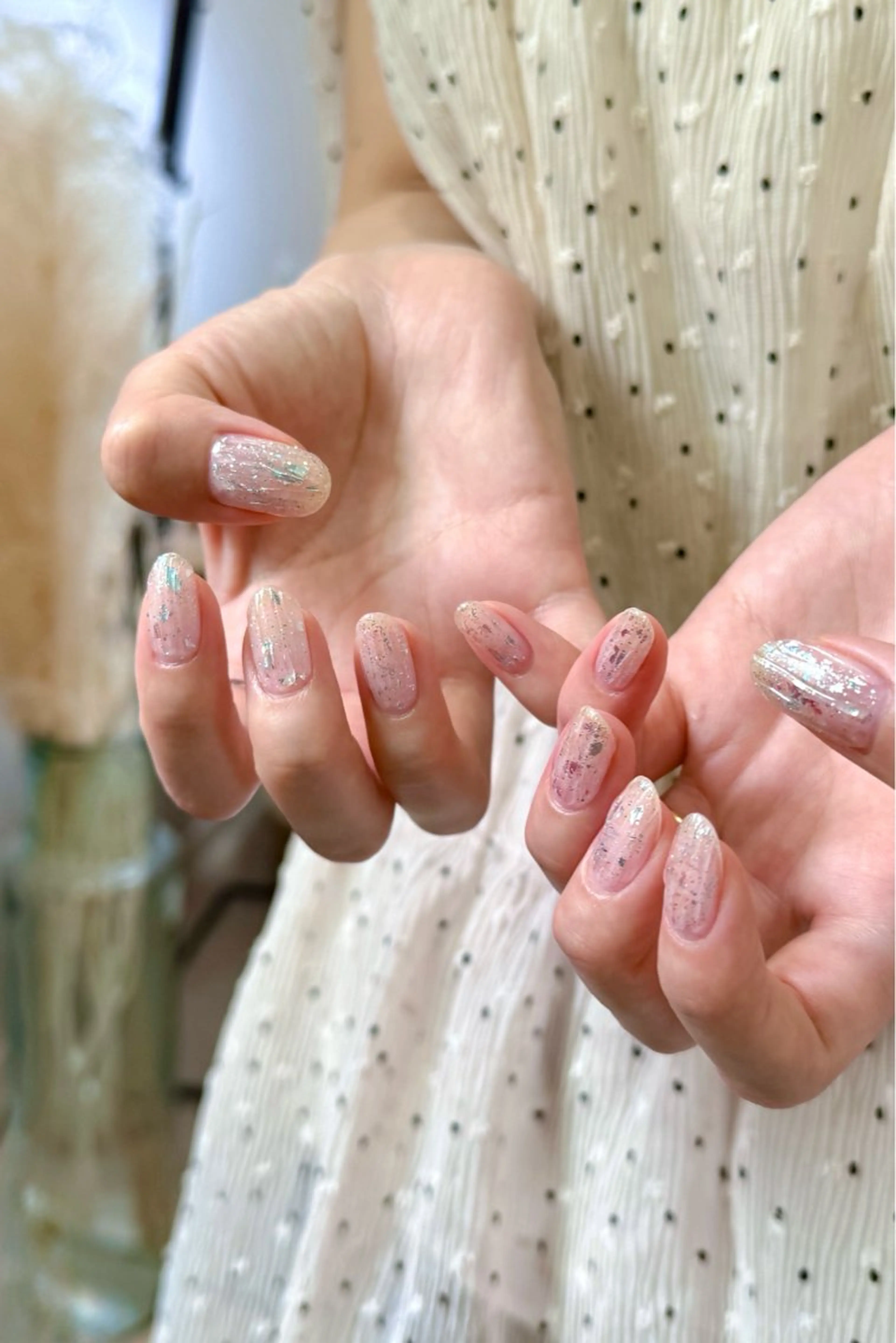 ネイル ブルー クリアネイル ニュアンスネイル 夏ネイル ハンドネイル pointillé .ayaのネイルデザイン