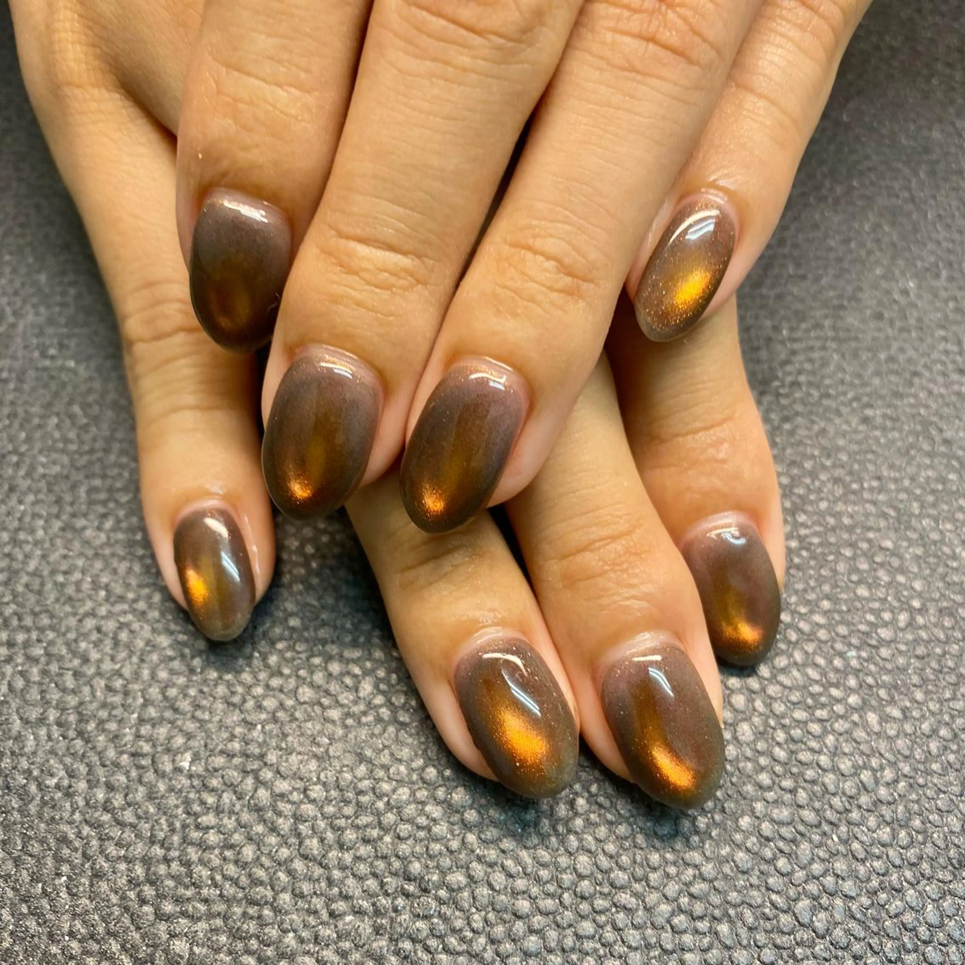 ネイル ブラウン マグネットネイル オレンジ kagami マイのネイルデザイン