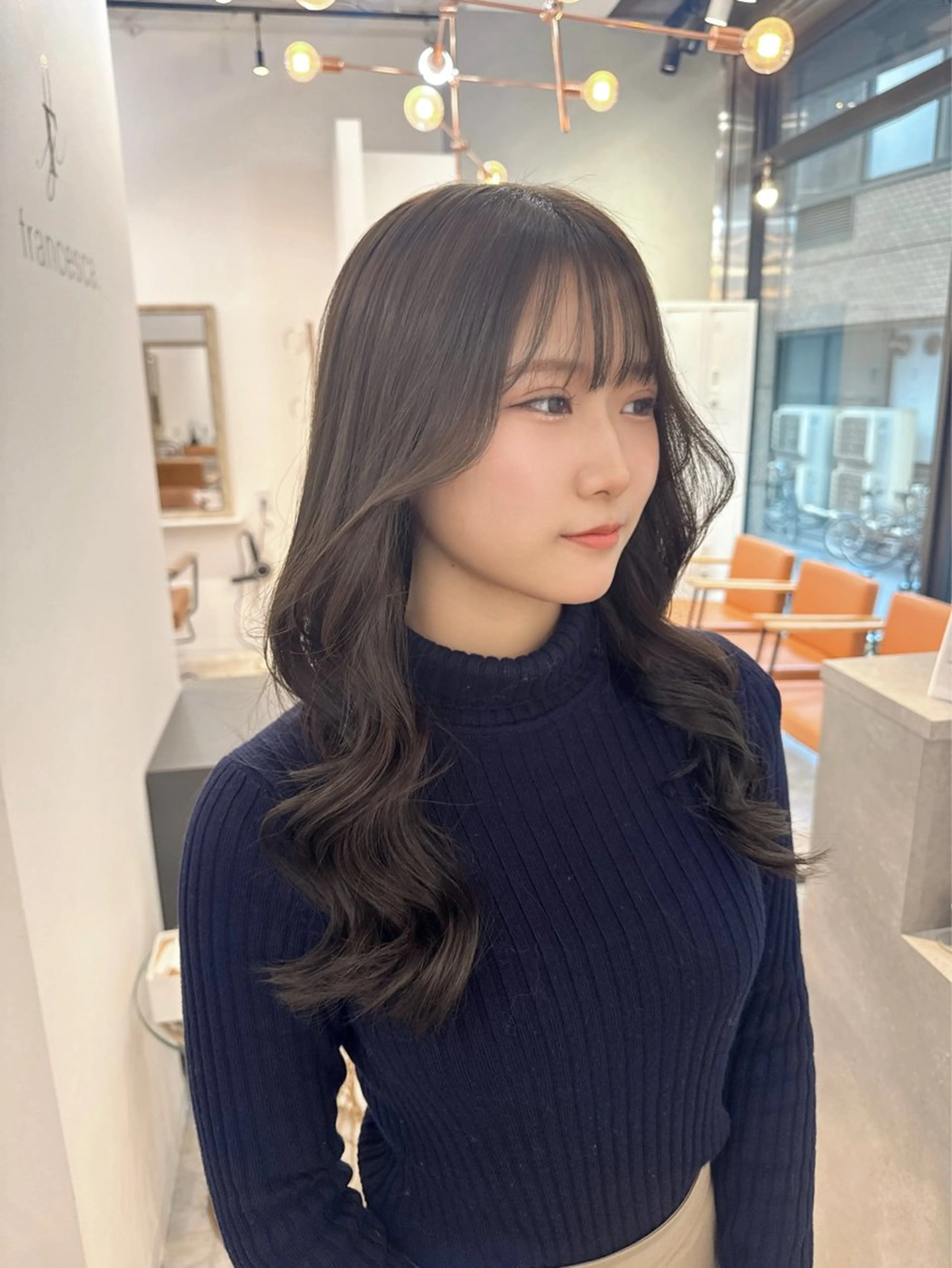 ロング カラー ベージュカラー オリーブベージュ カット ヘアカラー トリートメント 赤み無し柔らかカラー 【梅田】madokaのヘアスタイル