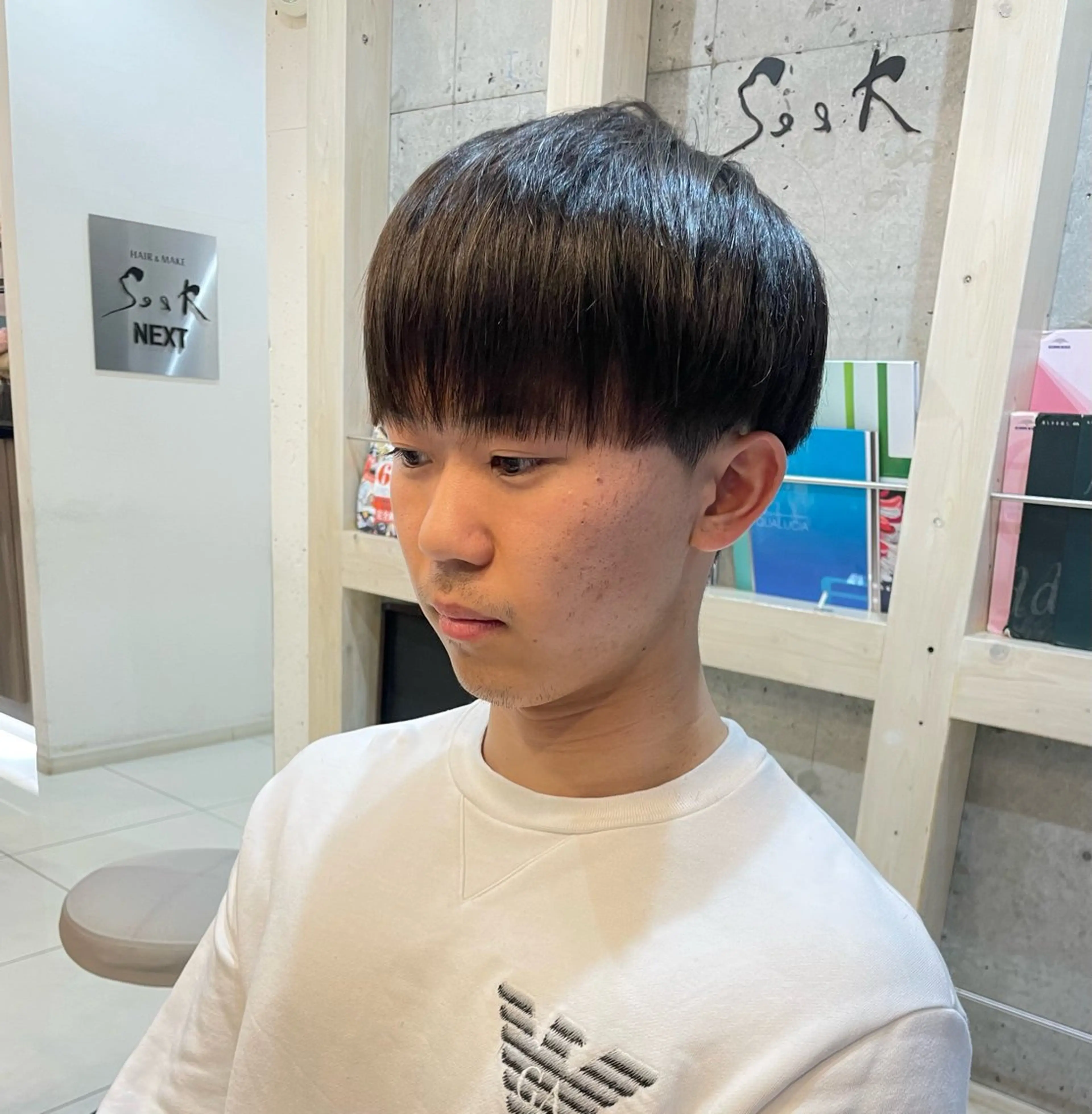 メンズ mao♡ベージュ/ 顔周りカットのヘアスタイル