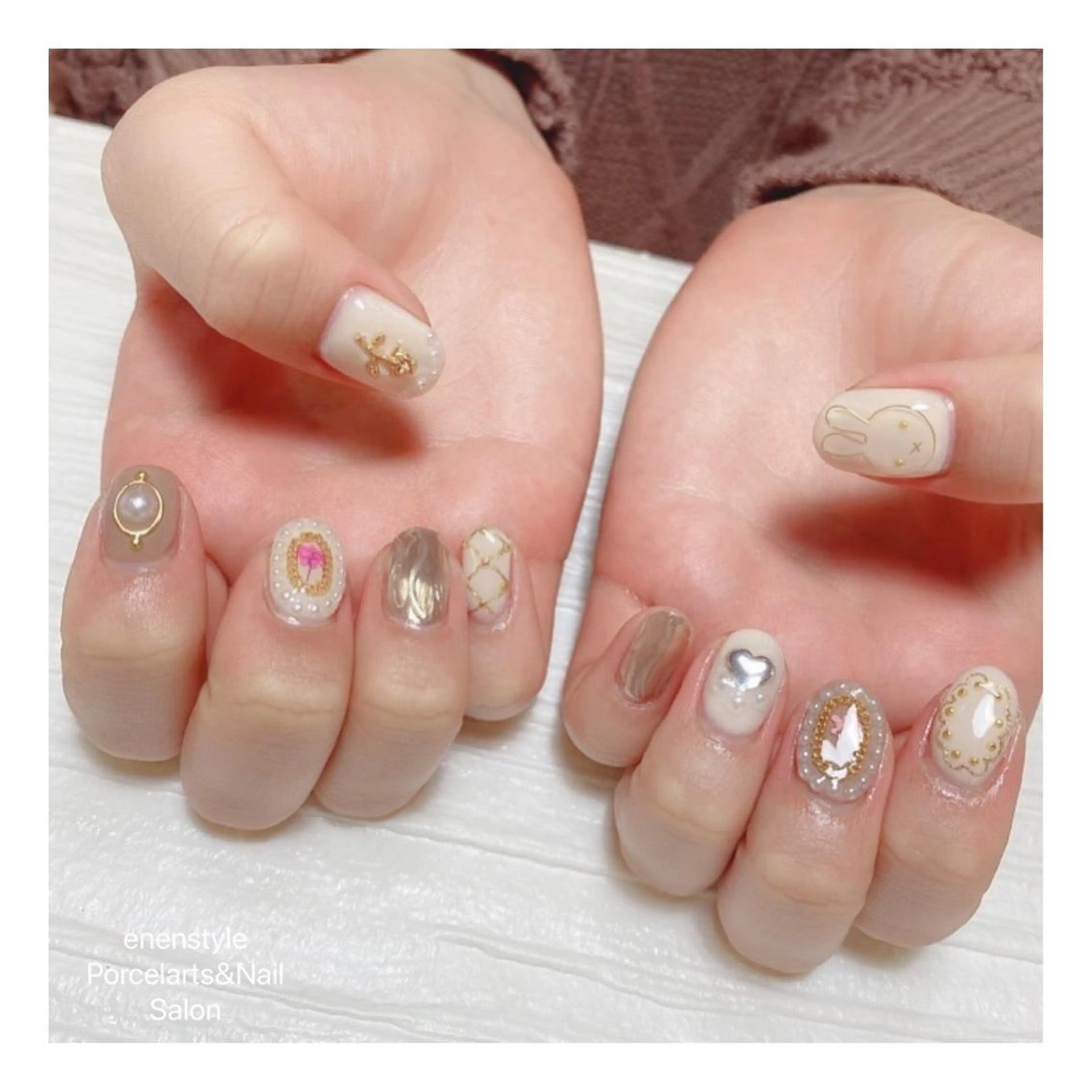 ミディアム ネイル ハンドネイル 👑enen style👑のネイルデザイン