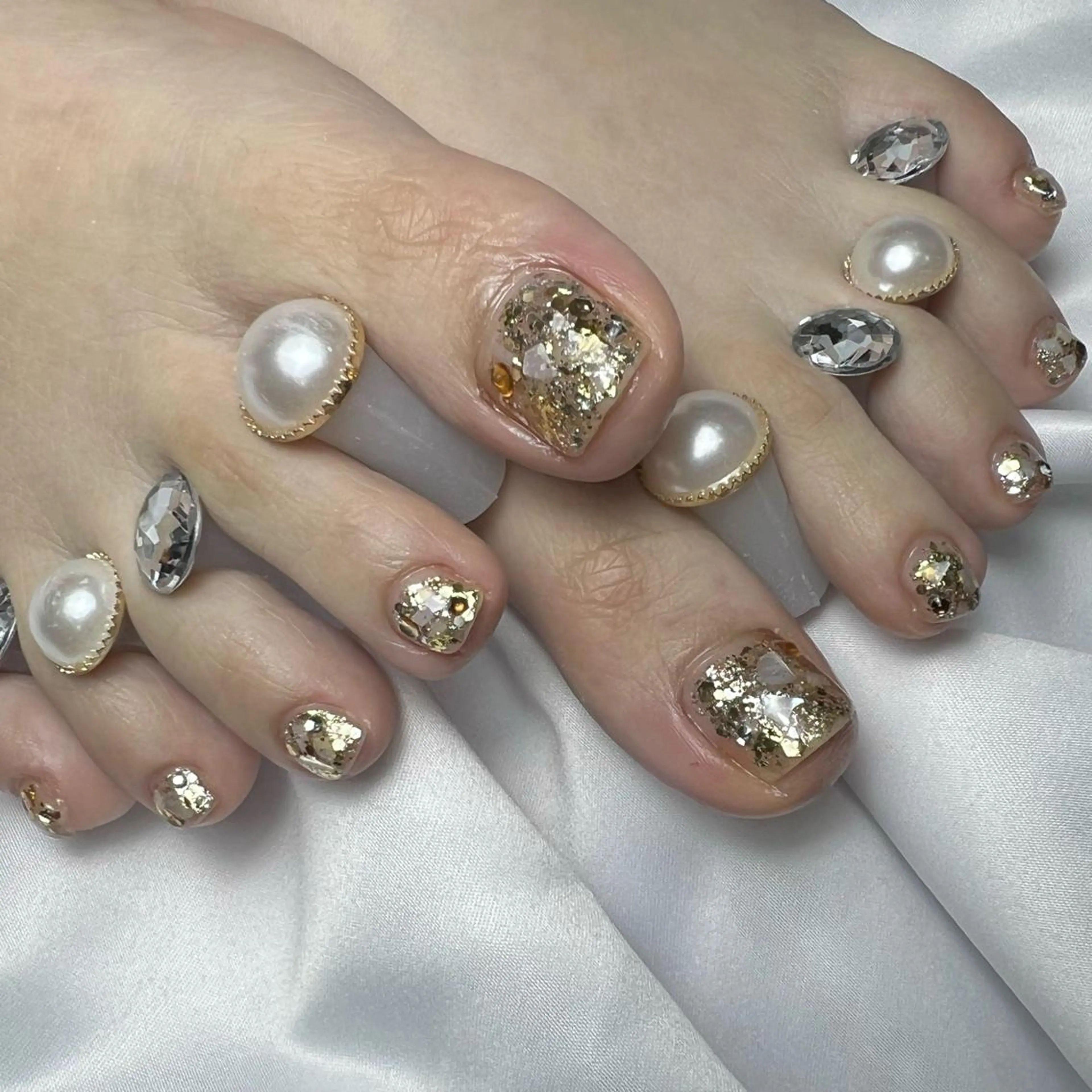 ネイル フットネイル フレンチネイル ジェルネイル ガラスフレンチ キラキラネイル Kanna Yuki カンナユキのネイルデザイン