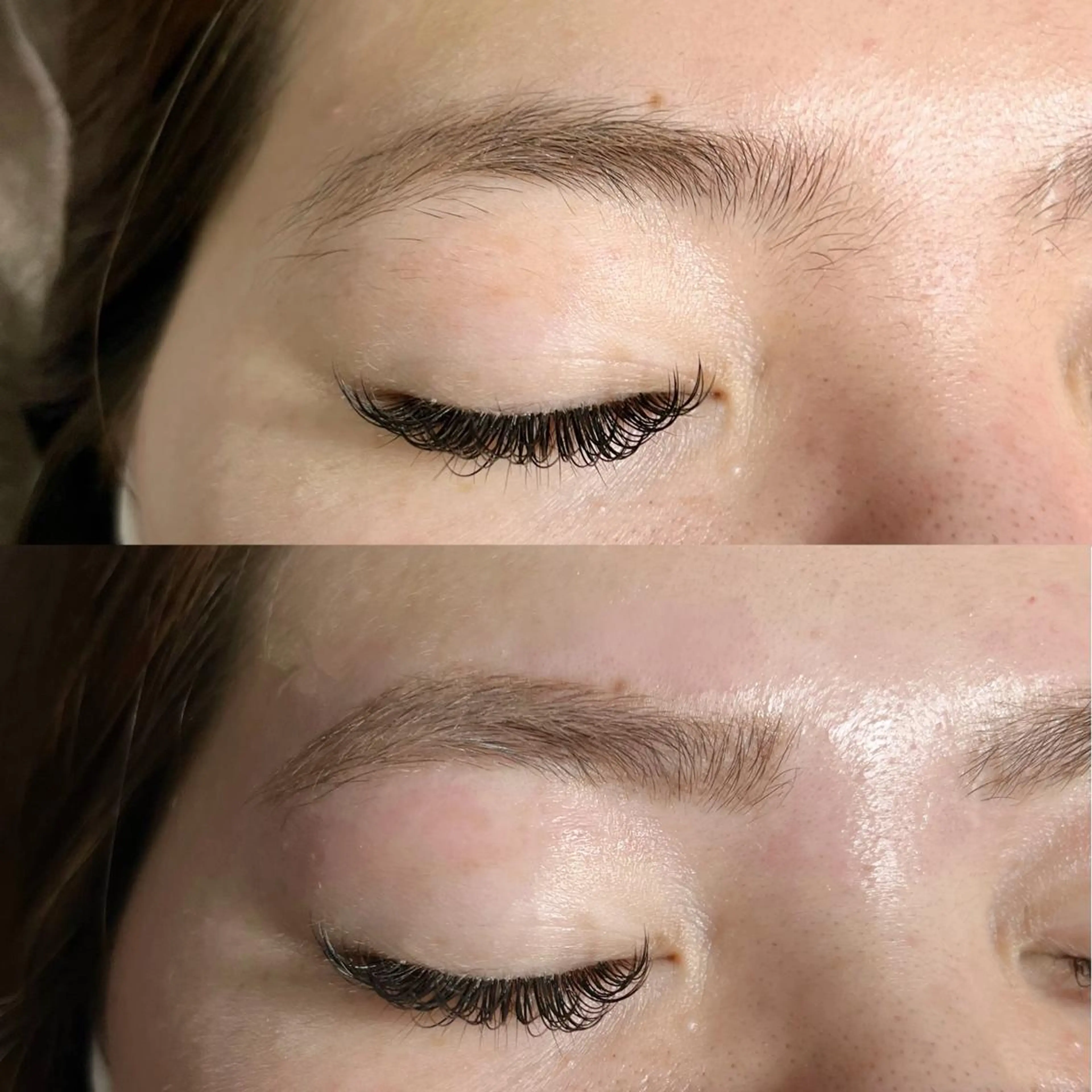 アイブロウ 眉毛ワックス脱毛 ブリーチなしカラー ダブルカラーエクステのヘアスタイル