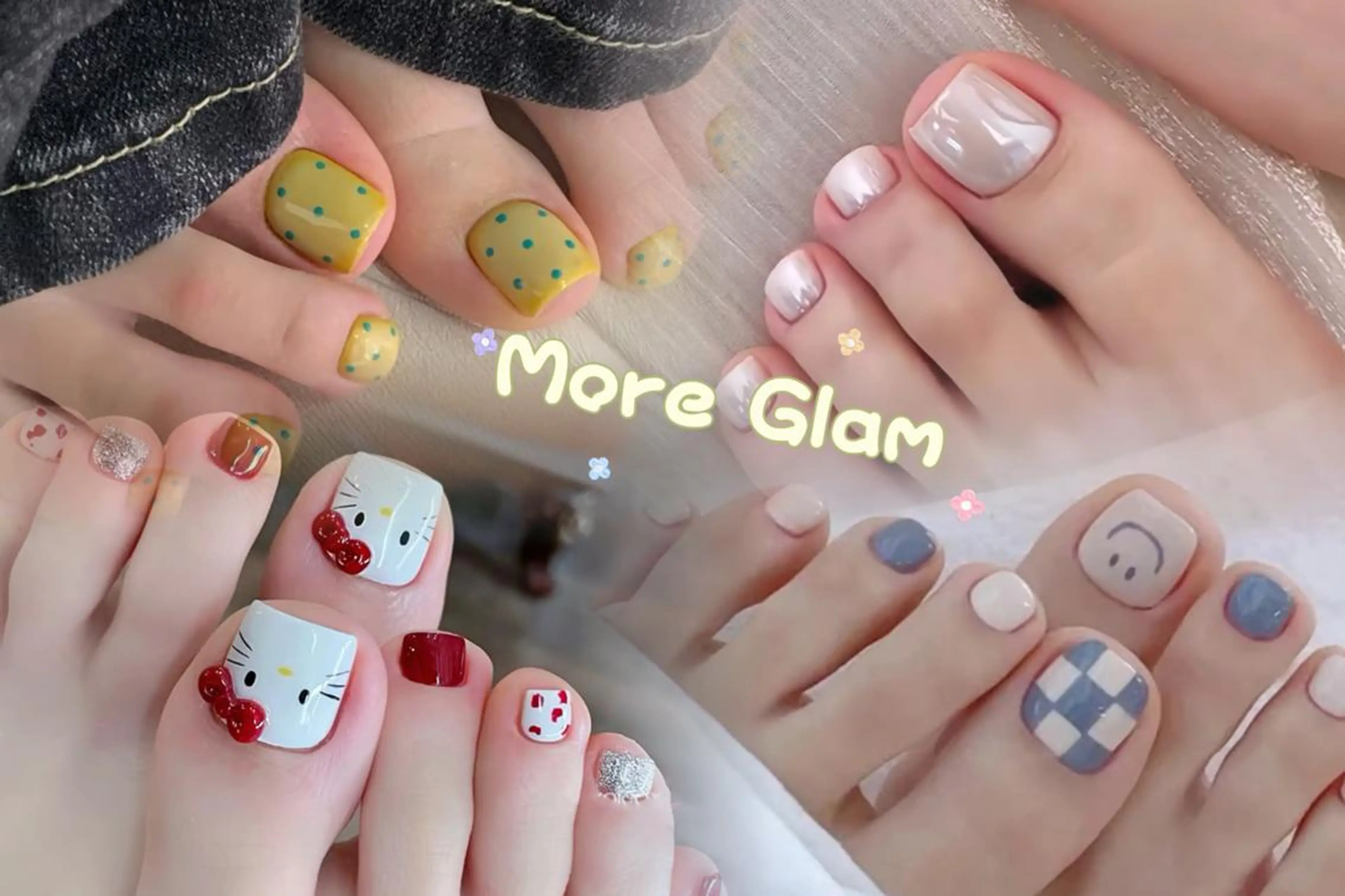 ネイル フットネイル フレンチネイル ジェルネイル ガラスフレンチ 韓国ネイル MoreGlam ネイルのネイルデザイン