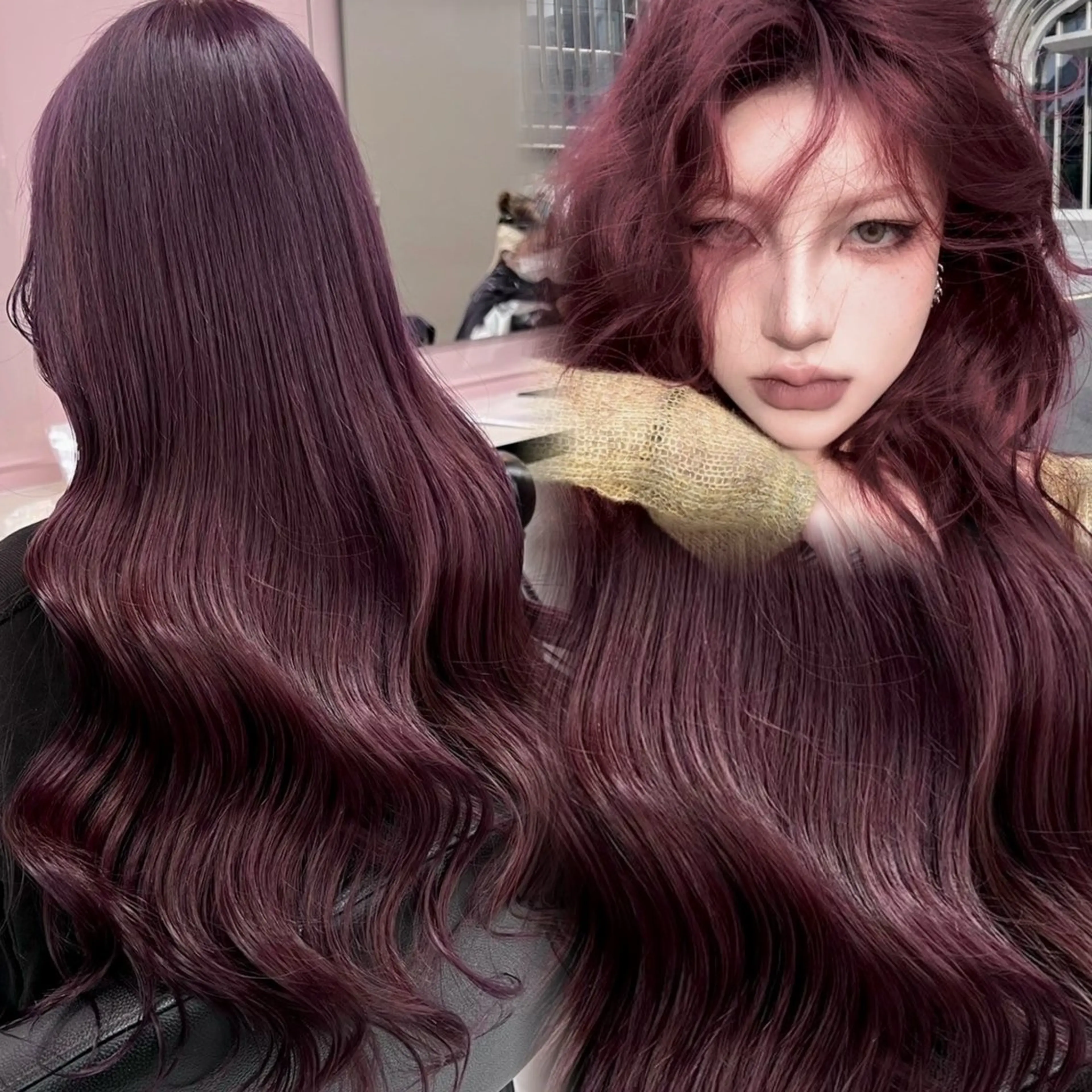 ロング カラー ヘアアレンジ カット ヘアカラー トリートメント ヘアセット 💎韓国/ レイヤー カット/ 暖色🫧のヘアスタイル