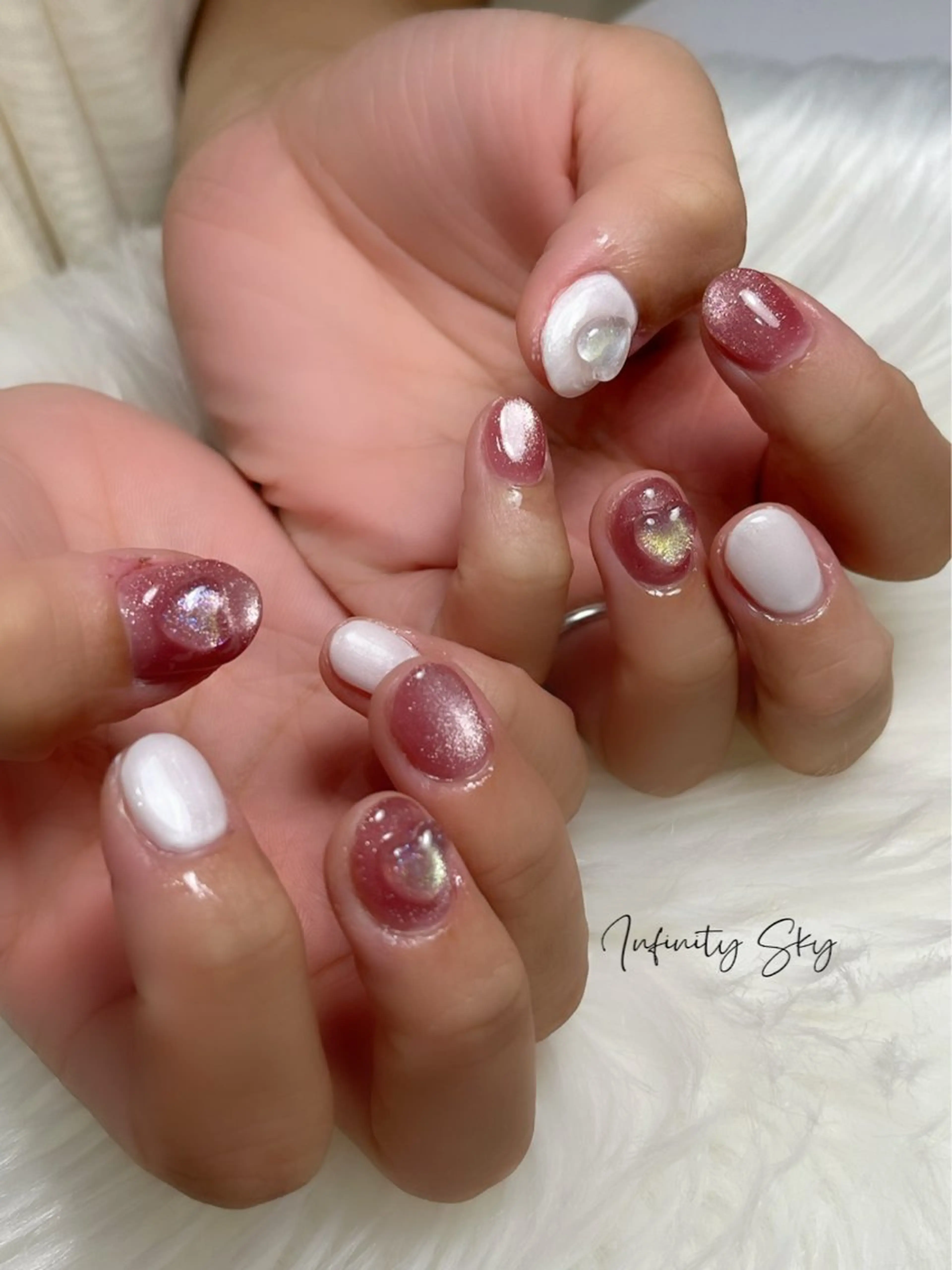 ネイル ハート マグネットネイル ピンク infinity skyのネイルデザイン