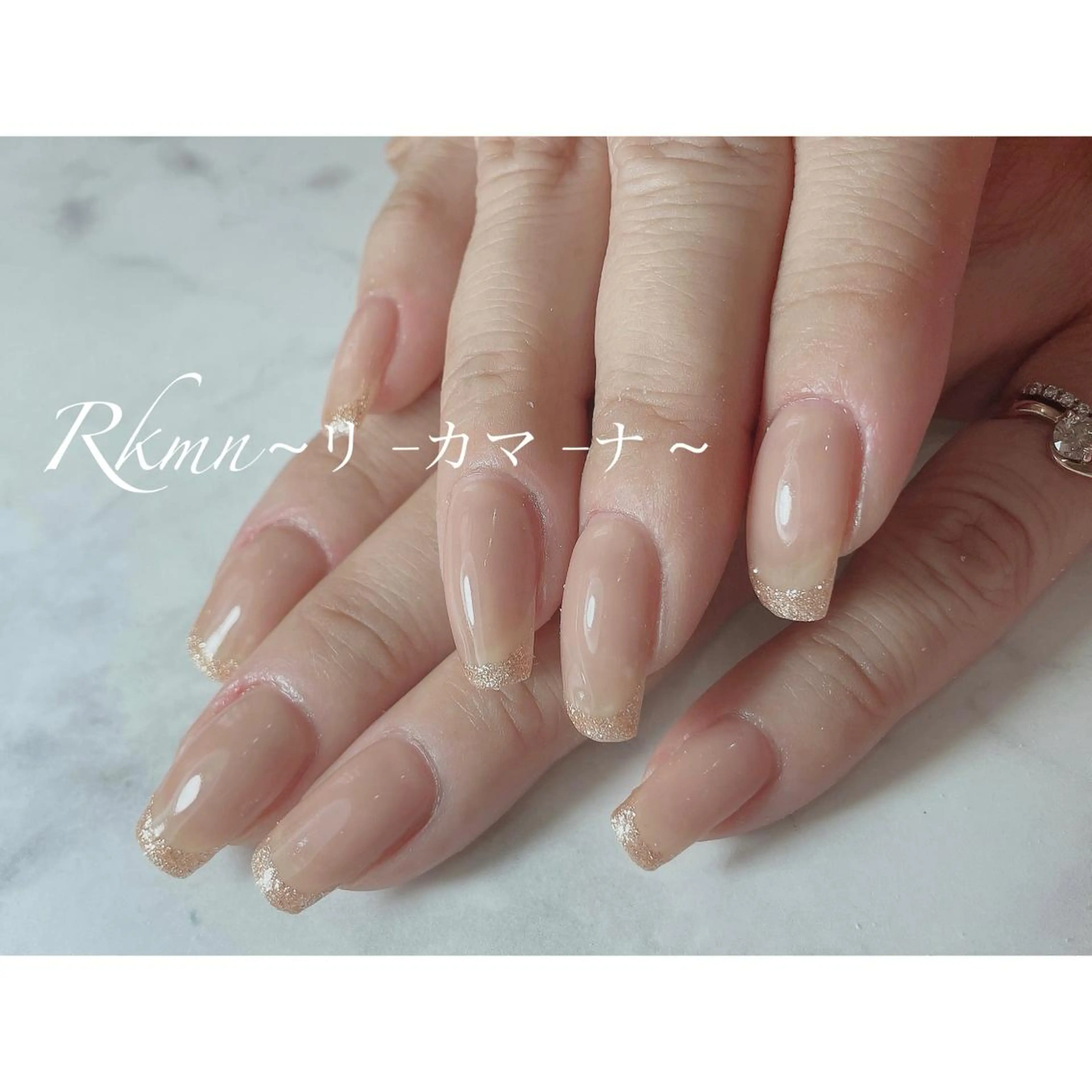 ネイル アートネイル フレンチネイル ラメ(グリッター) シンプルネイル 春ネイル ハンドネイル フットネイル ハンドケア Rkmn ~リ-カマ-ナ~のネイルデザイン