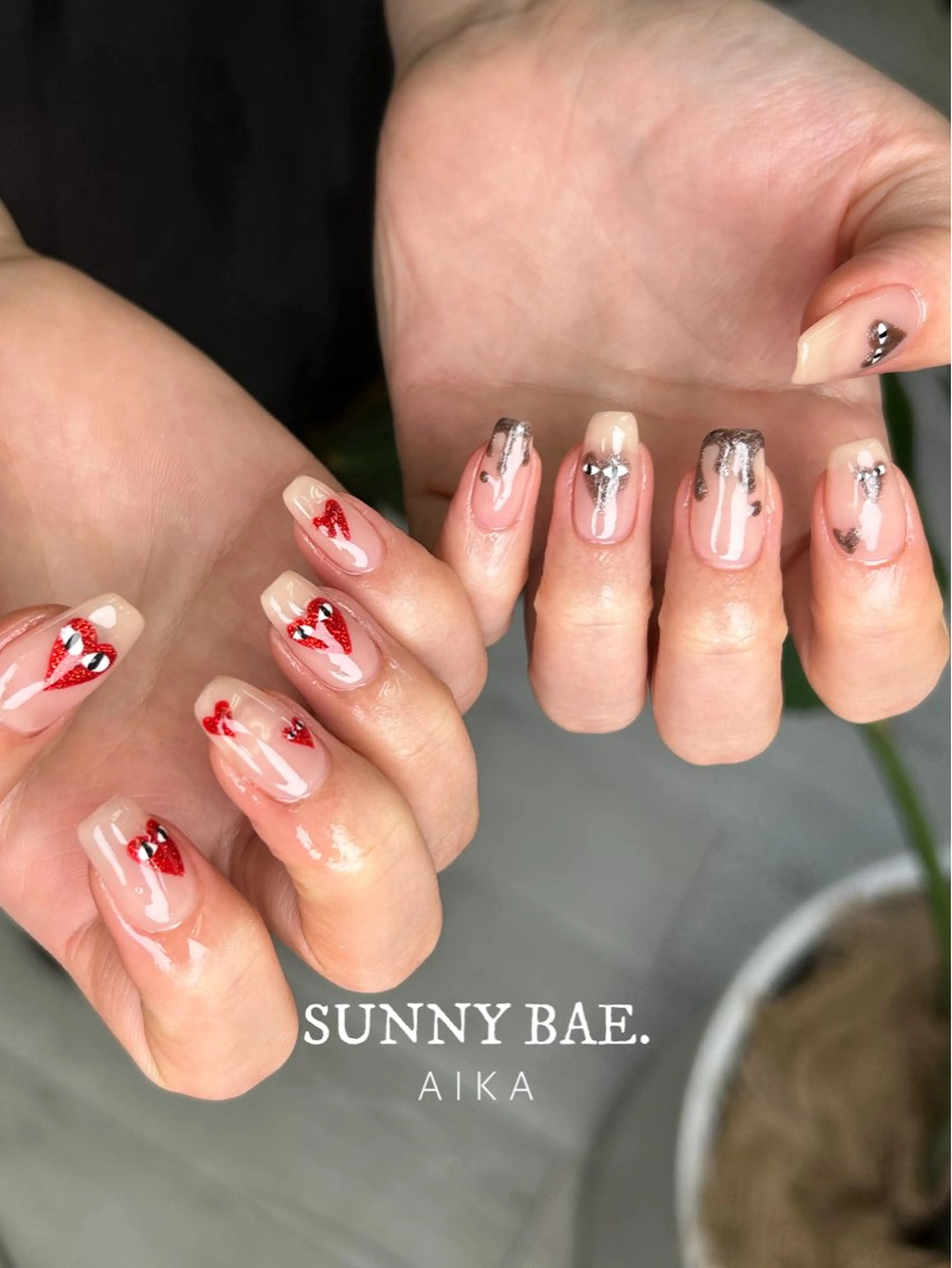 ネイル アートネイル ジェルネイル 持ち込み バレンタイン Made By AIKAのネイルデザイン