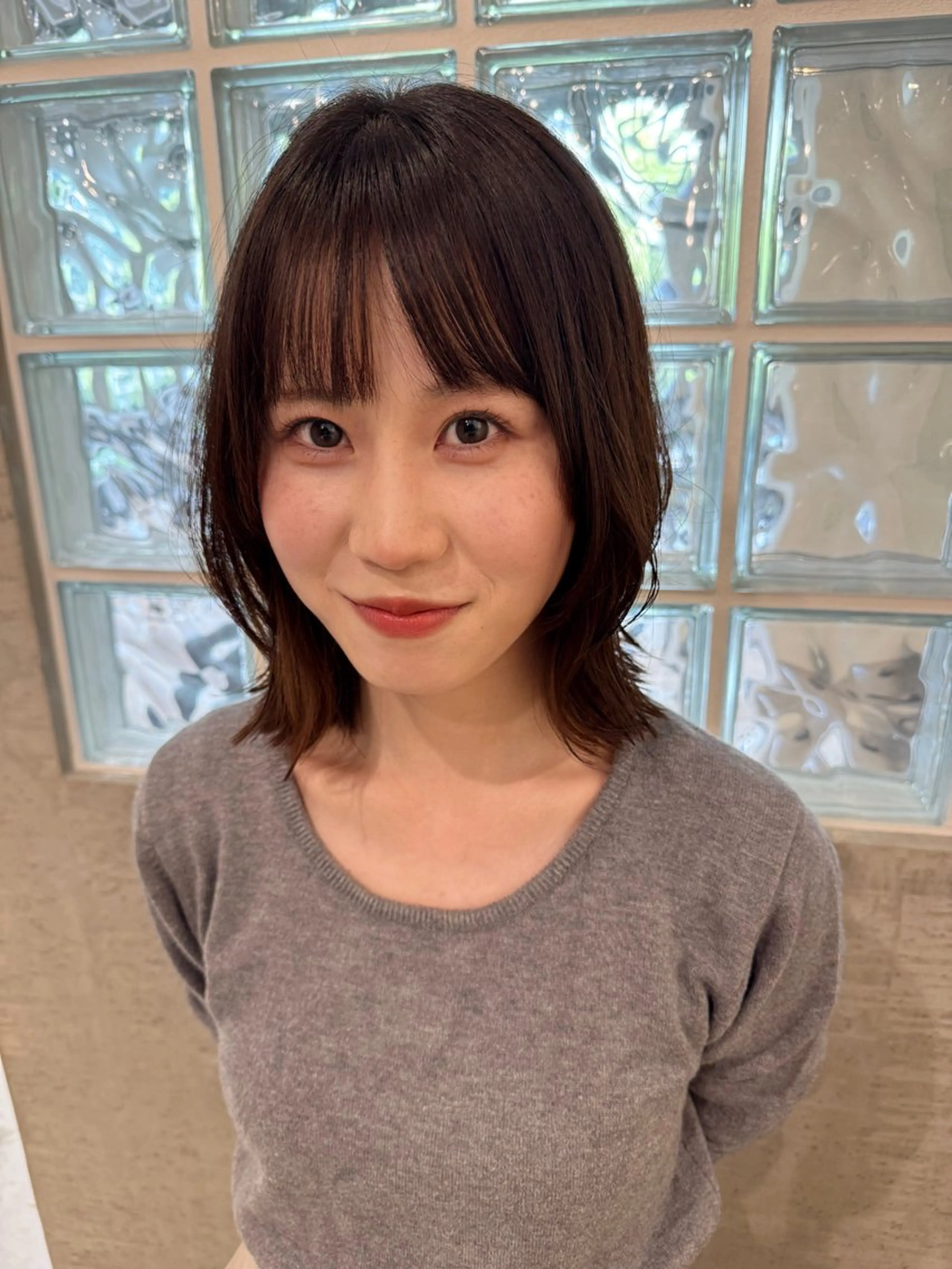 ミディアム ボブレイヤー ボブ 顔周りカット レイヤーカット カット トリートメント ボブウルフ/ボブ Satsuki【名駅のヘアスタイル