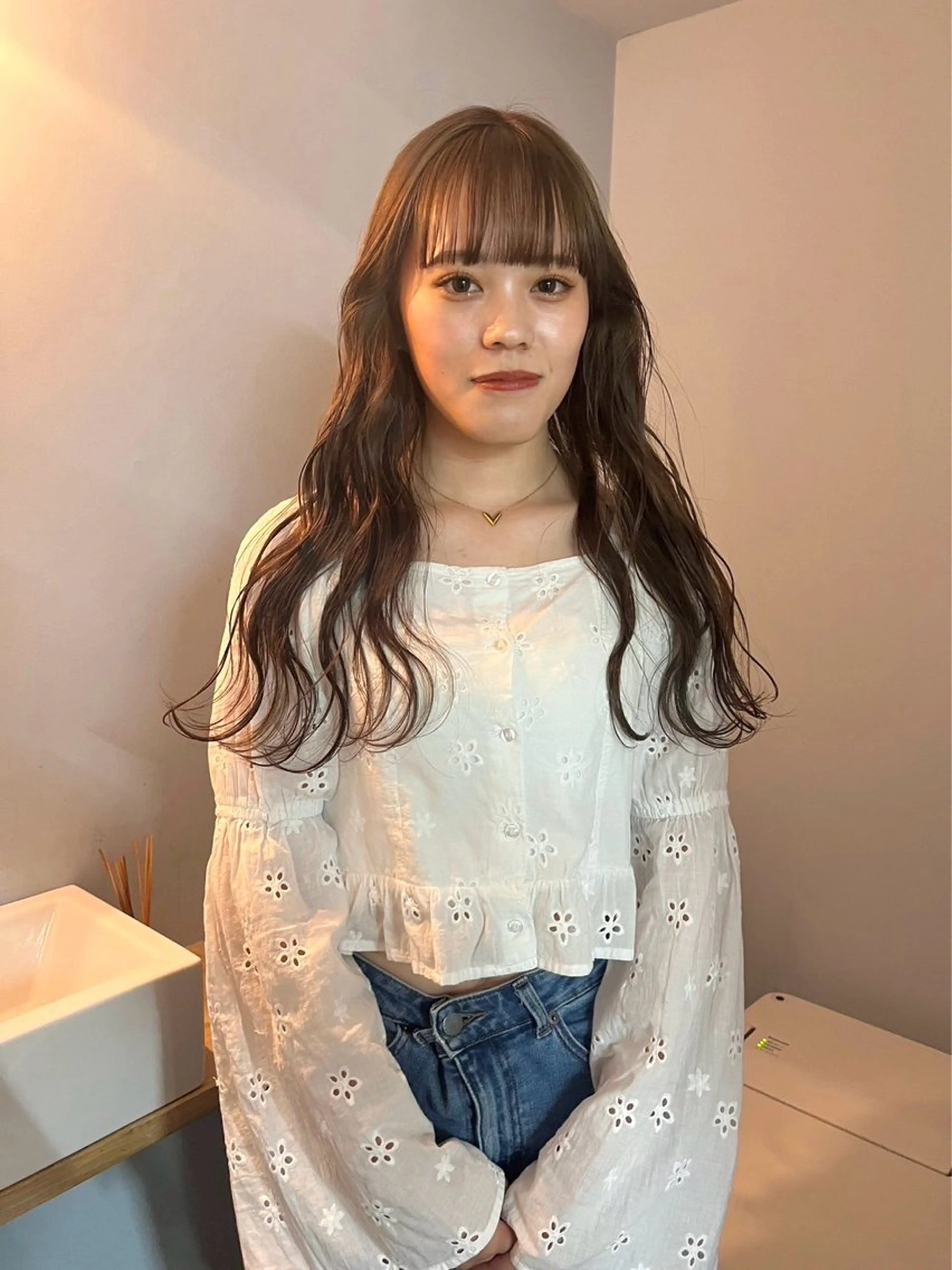 ロング カラー カットモデル/ ハイトーン/ゆうあのヘアスタイル