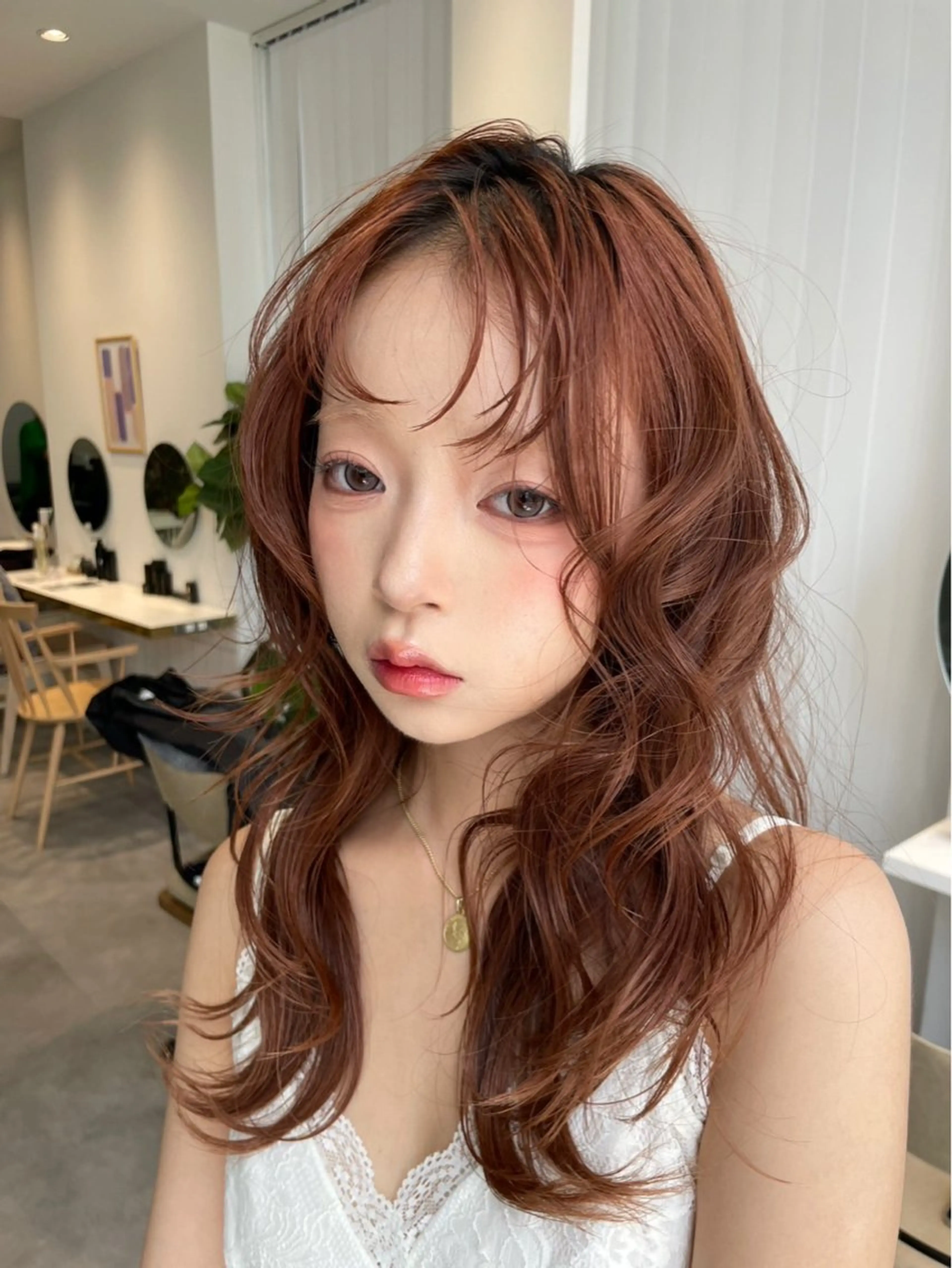 ロング カラー カット ヘアカラー トリートメント 韓国レイヤー/透明感 /髪質改善/アジキのヘアスタイル
