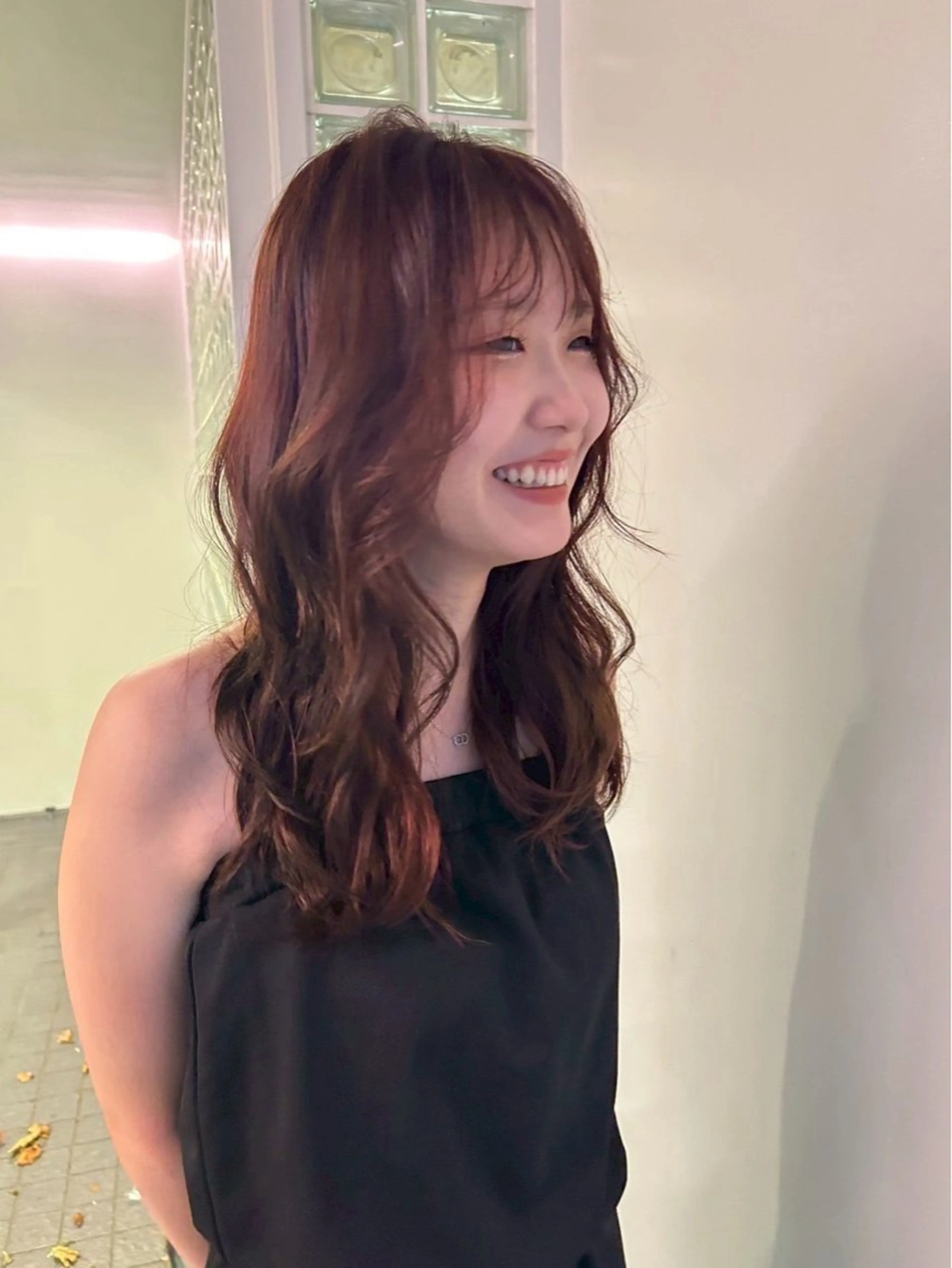 セミロング カラー ブラウンカラー レッドカラー レッドブラウン 🧣艶カラー・ヘア セット Chie🧸のヘアスタイル