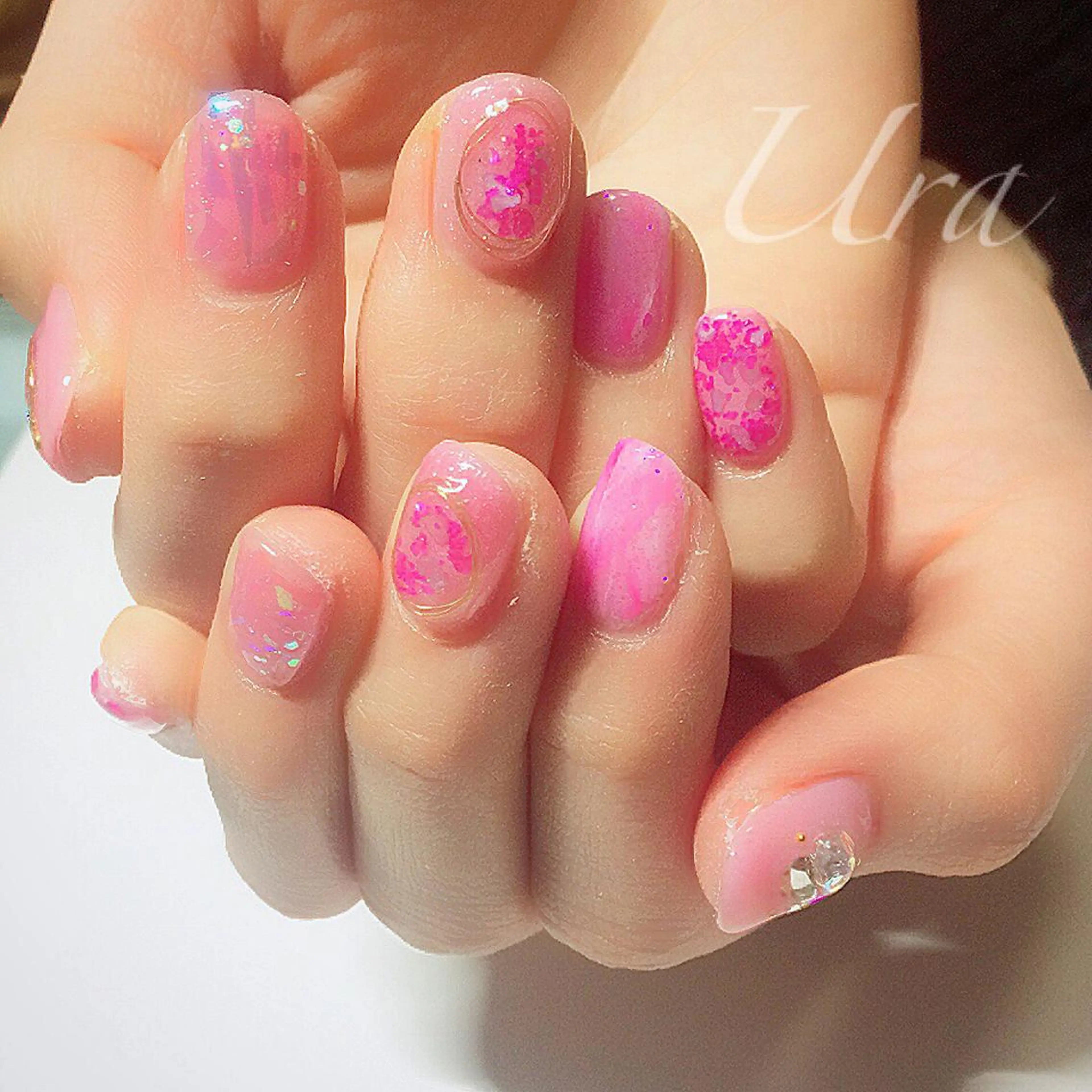 ネイル クリアネイル ピンク UrakoNail 《nail》のネイルデザイン