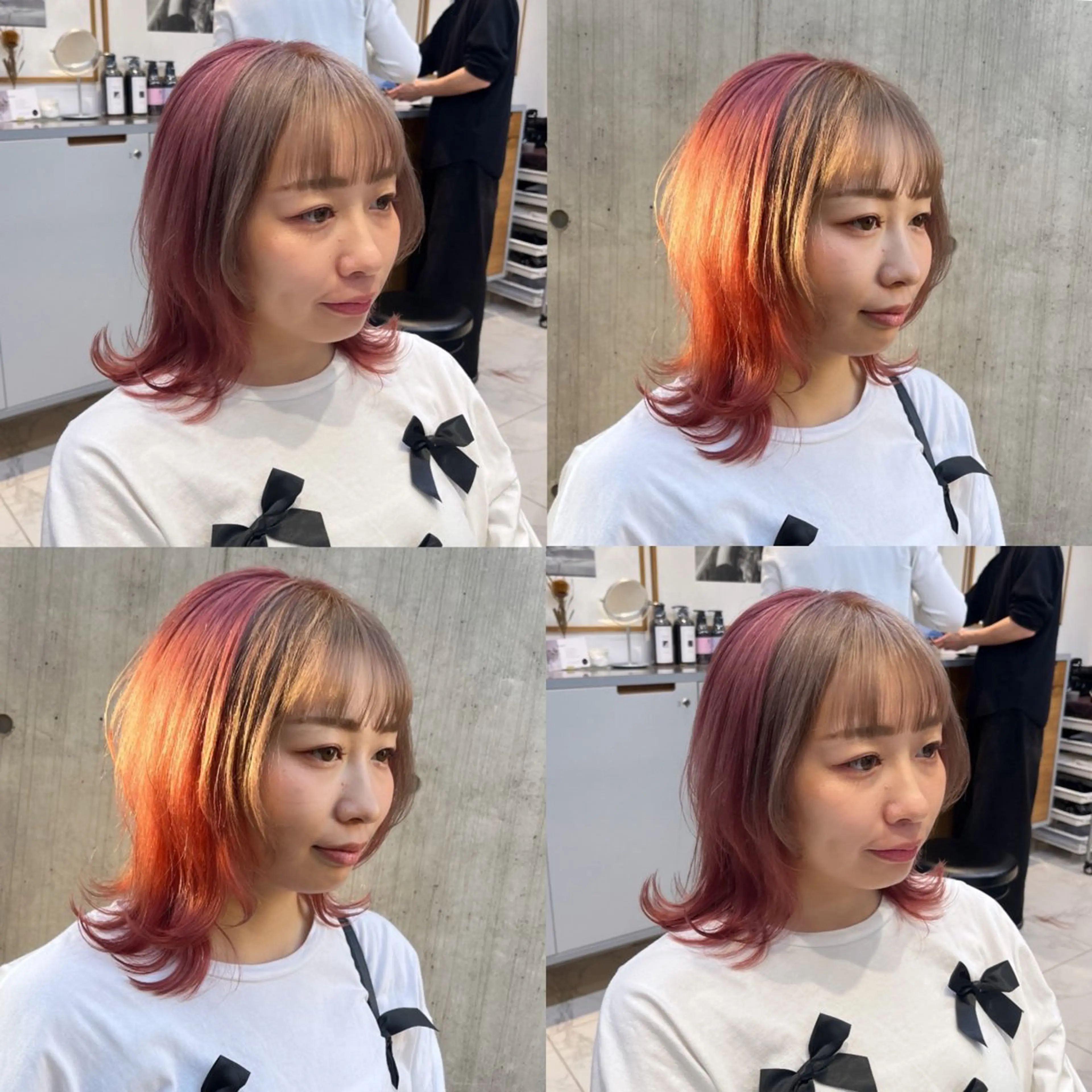 ミディアム カラー ベージュカラー ブリーチ デザインカラー ダブルカラー ハイトーンカラー ヘアカラー トリートメント ヘッドスパ ヘアセット カジュアルを女っぽく 𝗮𝘆𝗮𝗰𝗼のヘアスタイル