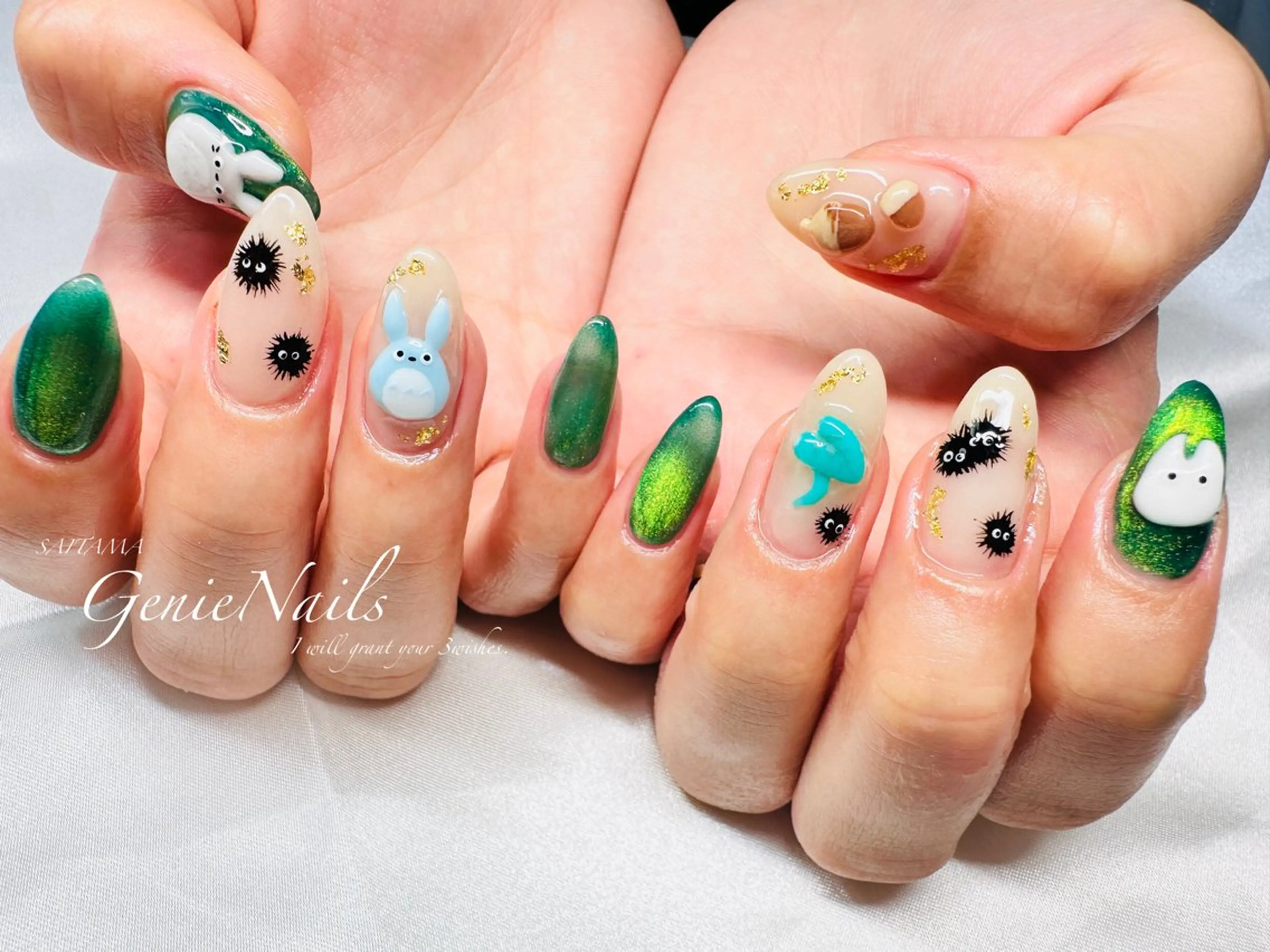 メンズ ネイル アートネイル 長さ出し 氷ネイル・うるうるネイル ロングネイル 持ち込み Genie Nailsのネイルデザイン