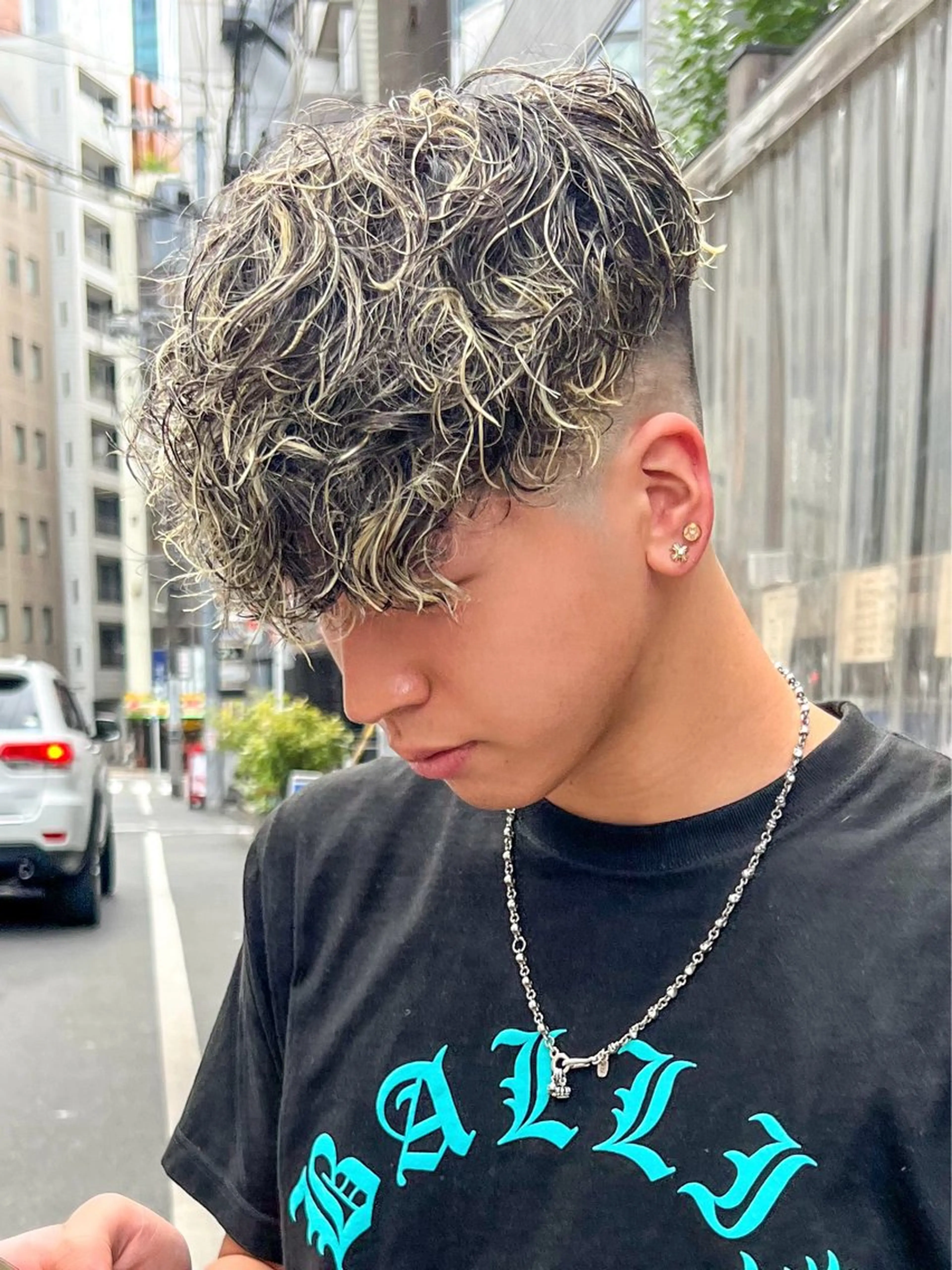 カラー パーマ メンズ メンズハイライト メンズメッシュ ハイライトカラー メッシュ 渋谷/メンズ特化/ ショーゴのヘアスタイル