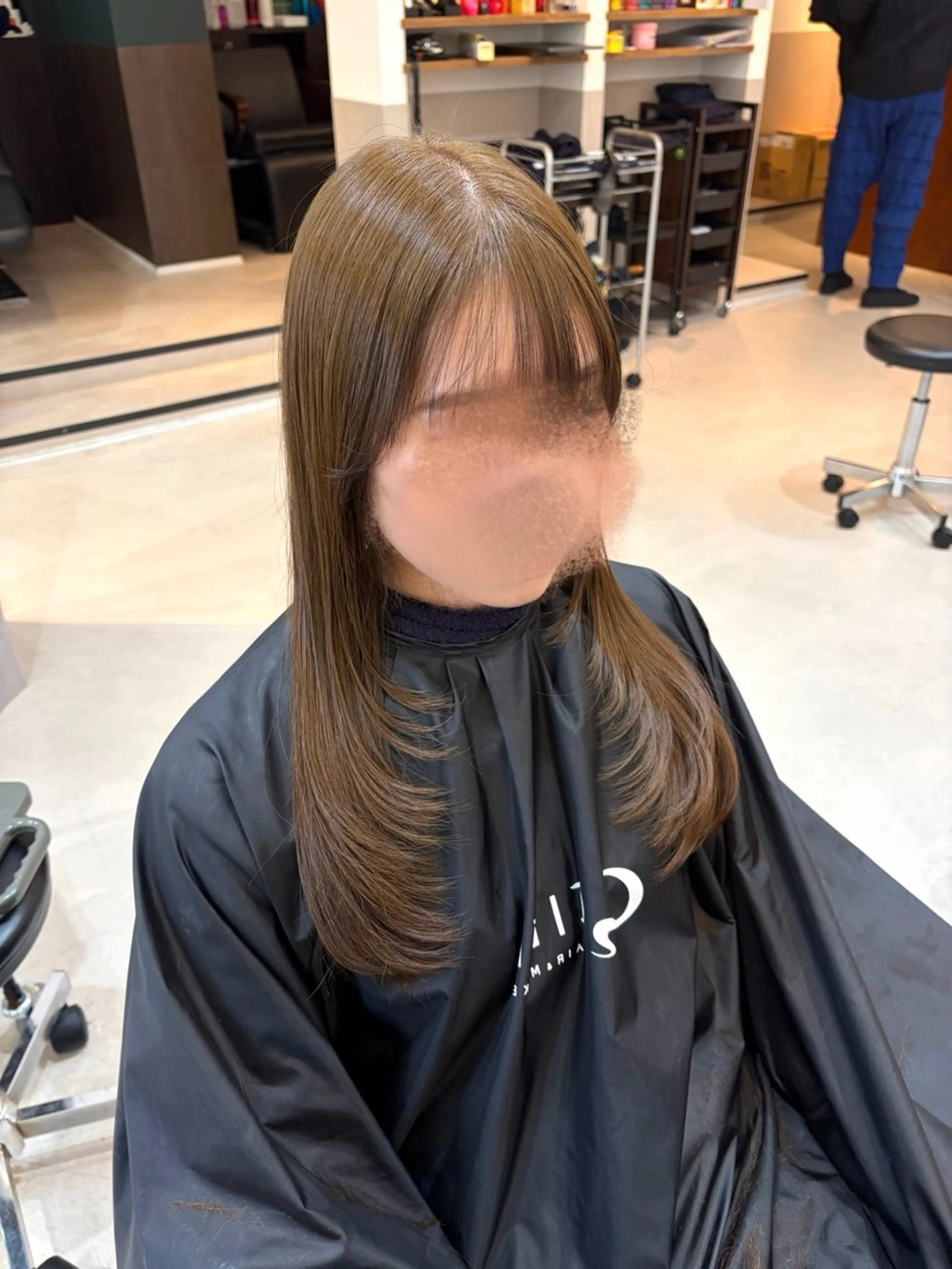 ロング カラー ベージュカラー ブリーチ 透明感カラー ブリーチなしカラー オリーブベージュ カット ヘアカラー トリートメント お顔周り/オリーブ/ Wカラー/mei大名のヘアスタイル