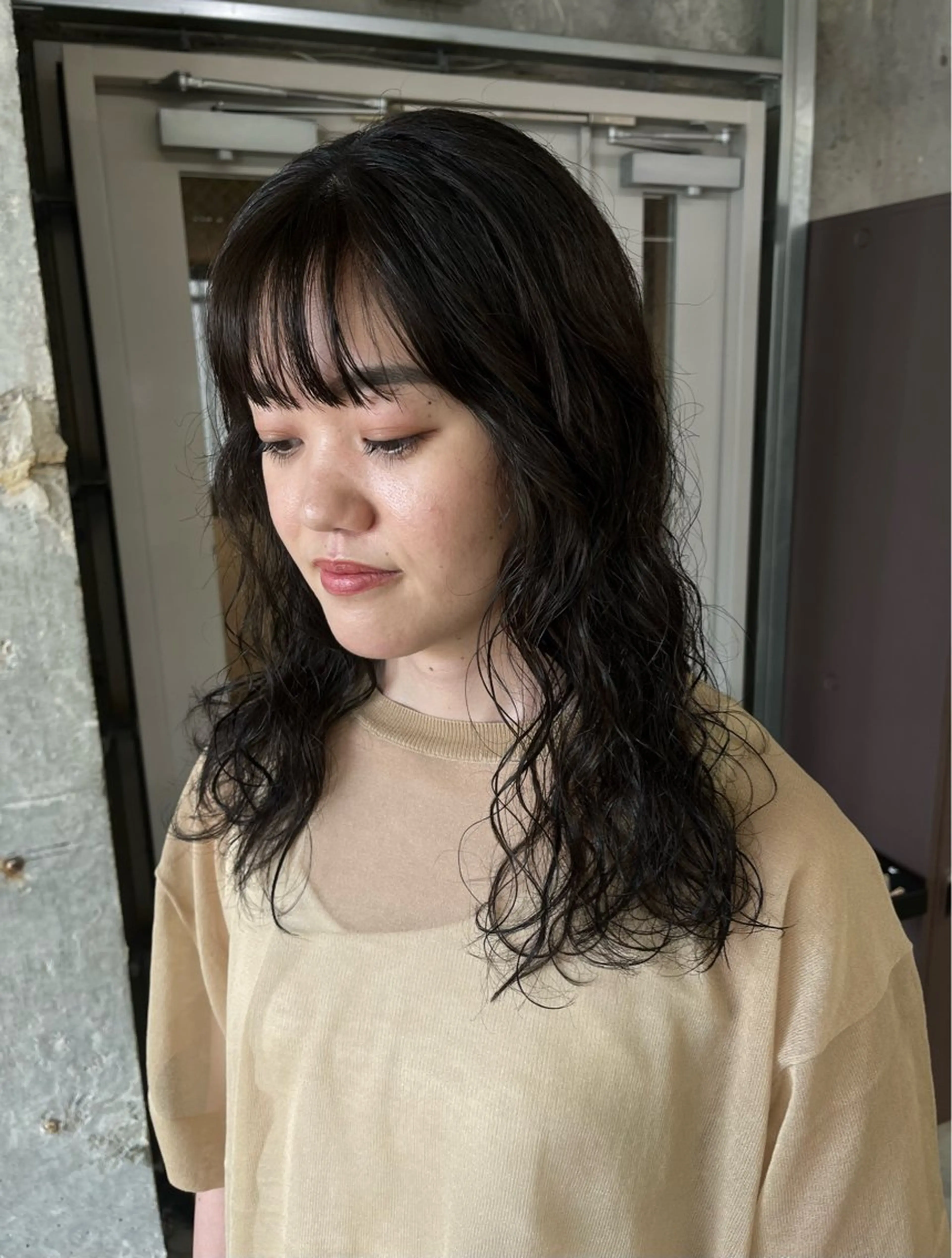 ロング カット ヘアカラー パーマ オリーブ/レイヤー/ 酸性ストレート/ゆなのヘアスタイル