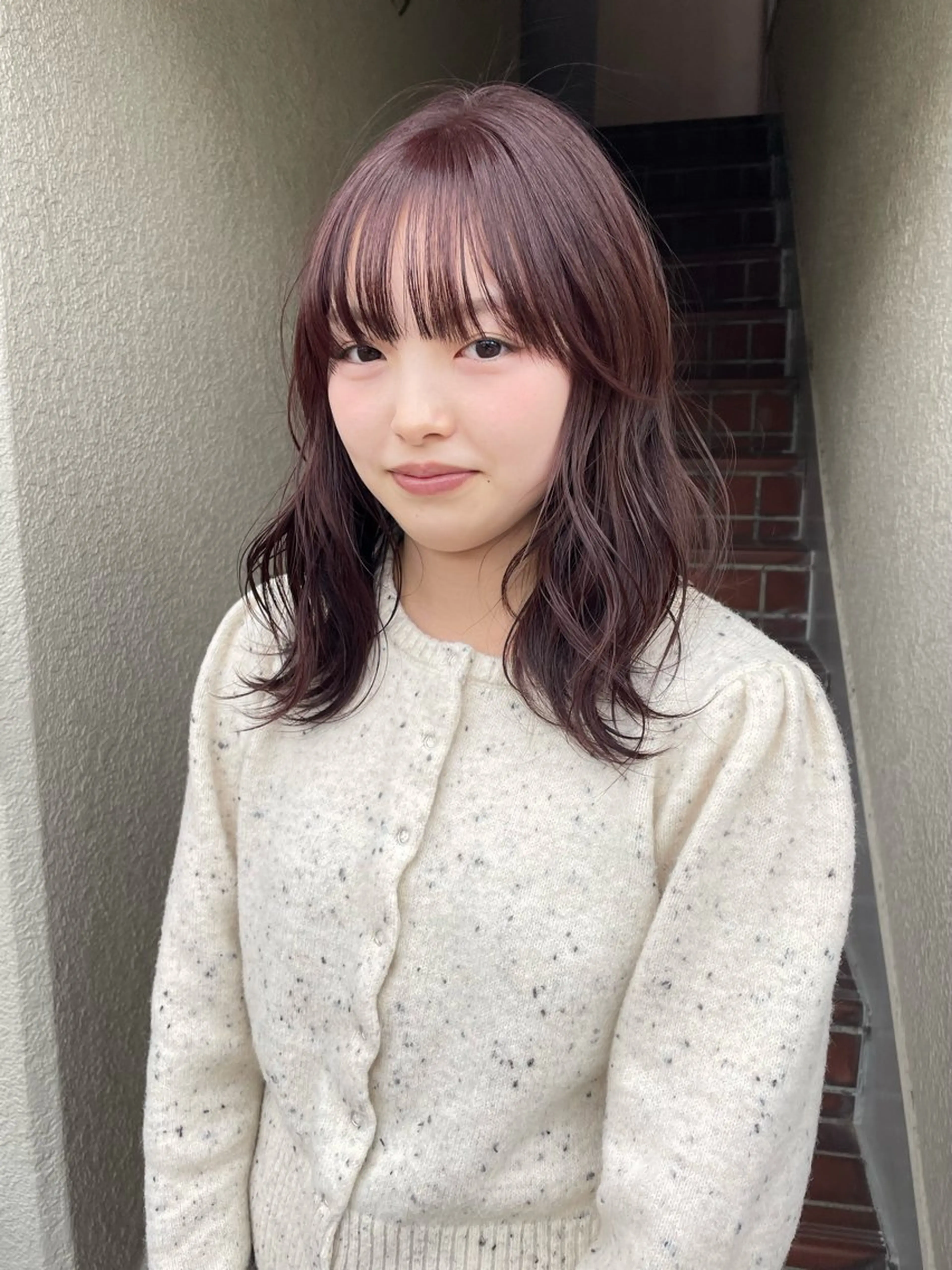 ミディアム カラー ヘアカラー トリートメント カットモデル/ ハイトーン/ゆうあのヘアスタイル