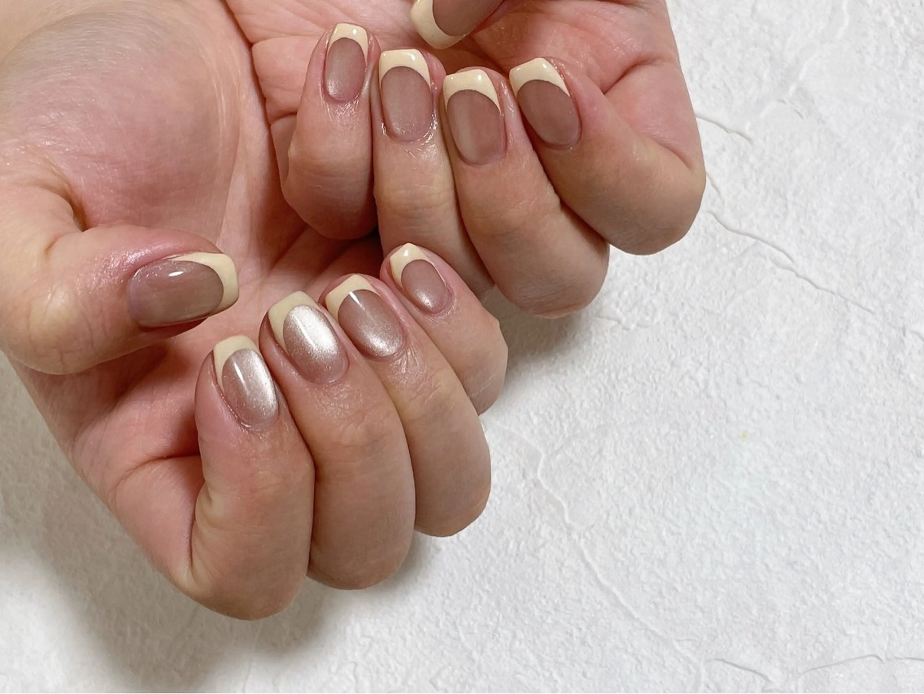 ネイル フレンチネイル 氷ネイル・うるうるネイル kikinail 溝の口のネイルデザイン