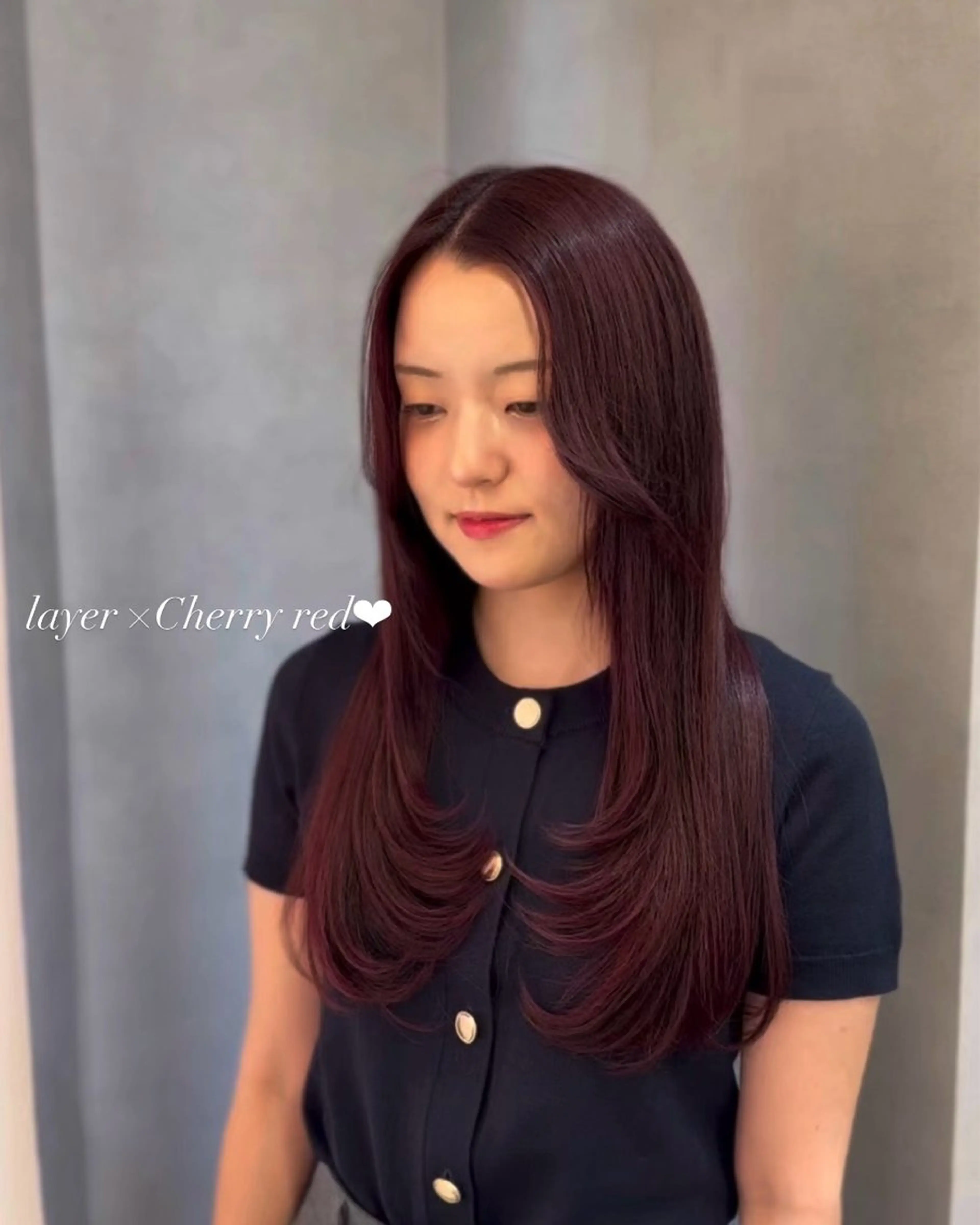 ロング レイヤーカット カット Mirai/ 艶カラー/暖色カラーのヘアスタイル