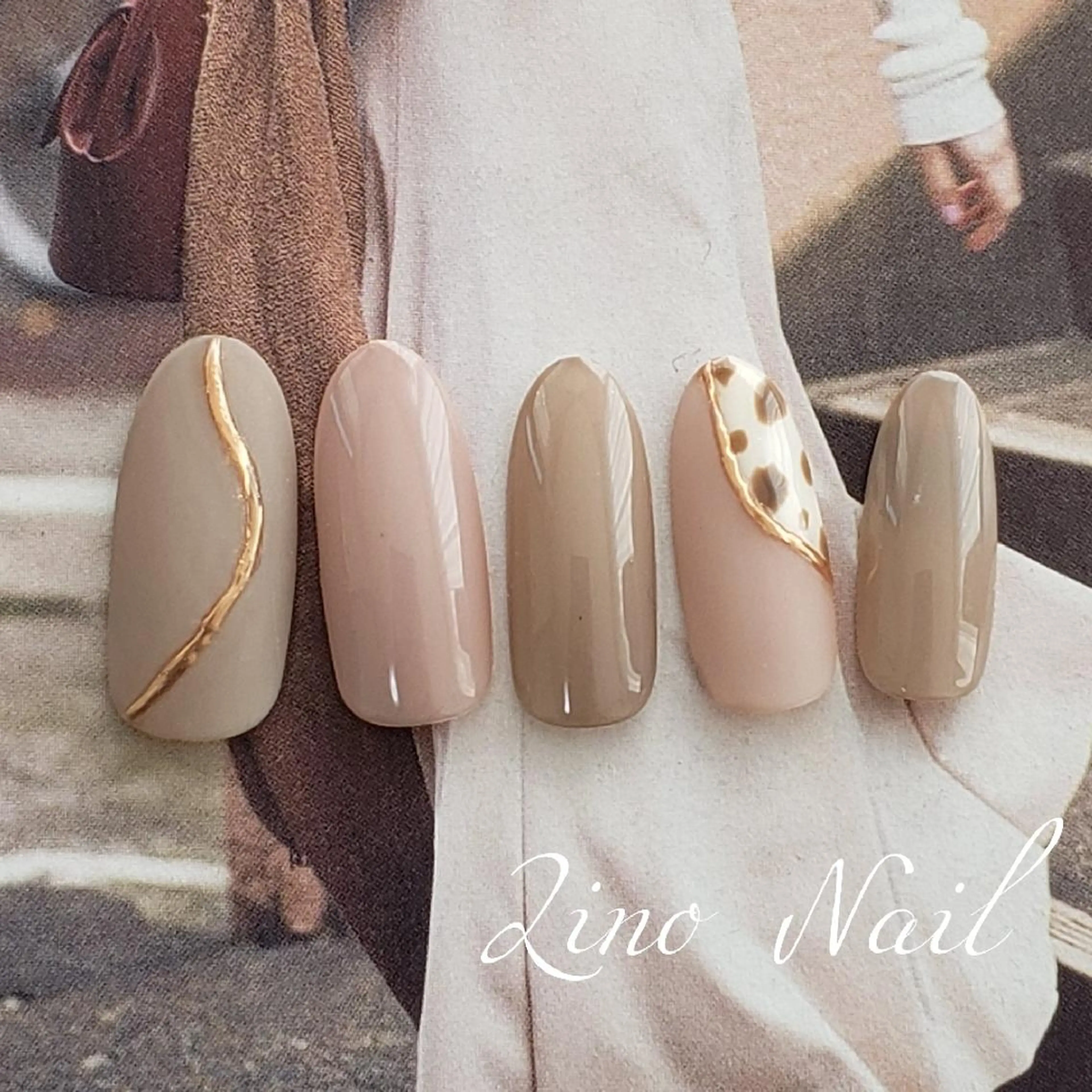 ネイル アニマル柄 カジュアル ジェルネイル マットネイル ミラーネイル ハンドネイル Lino Nailのネイルデザイン