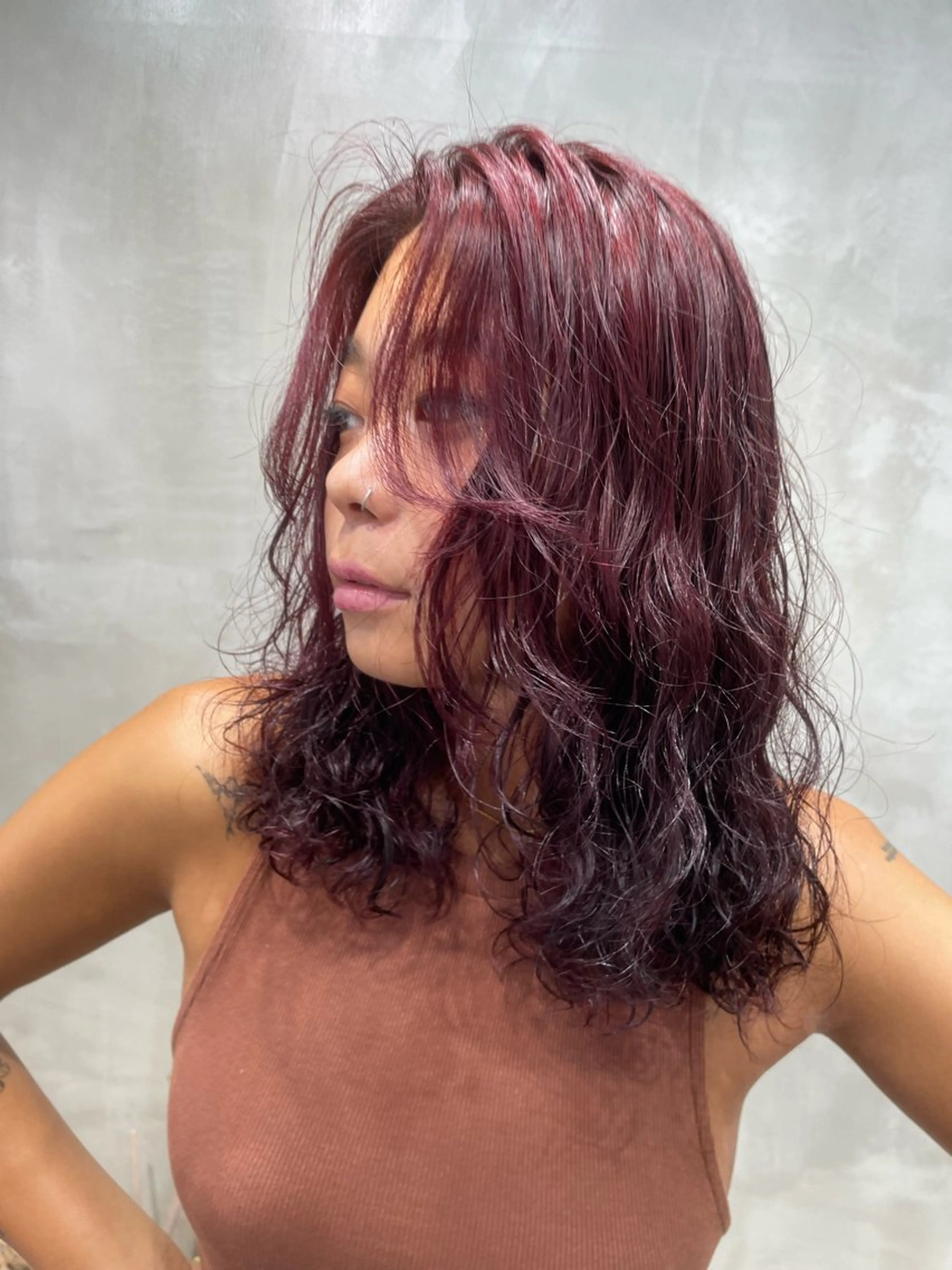 セミロング パーマ カット パーマ カノン/透明感カラー /酸性ストレートのヘアスタイル