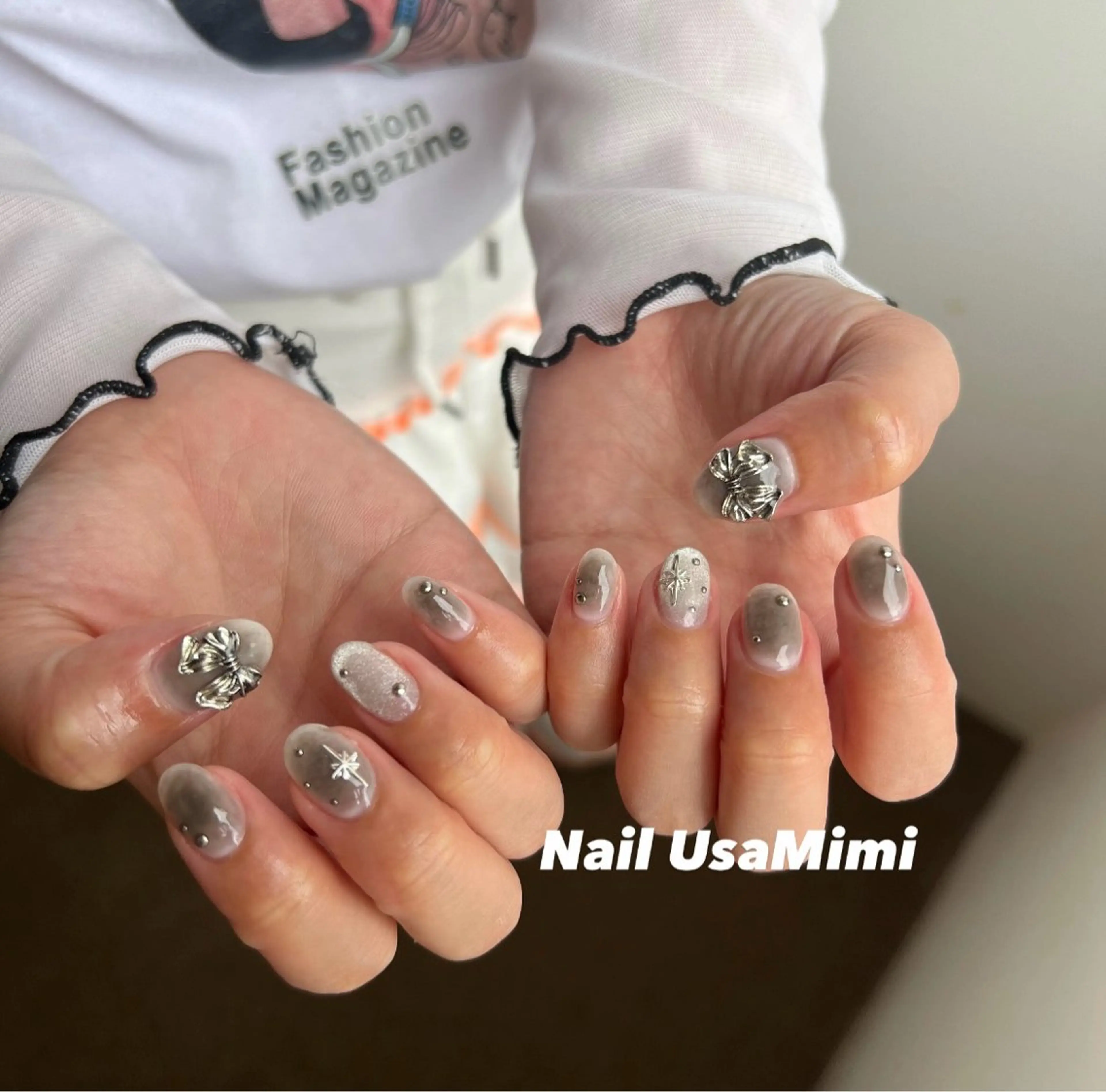 ネイル チークネイル ジェルネイル 韓国ネイル マグネットネイル 持ち込み 本町NailUsa Mimi RIKOのネイルデザイン