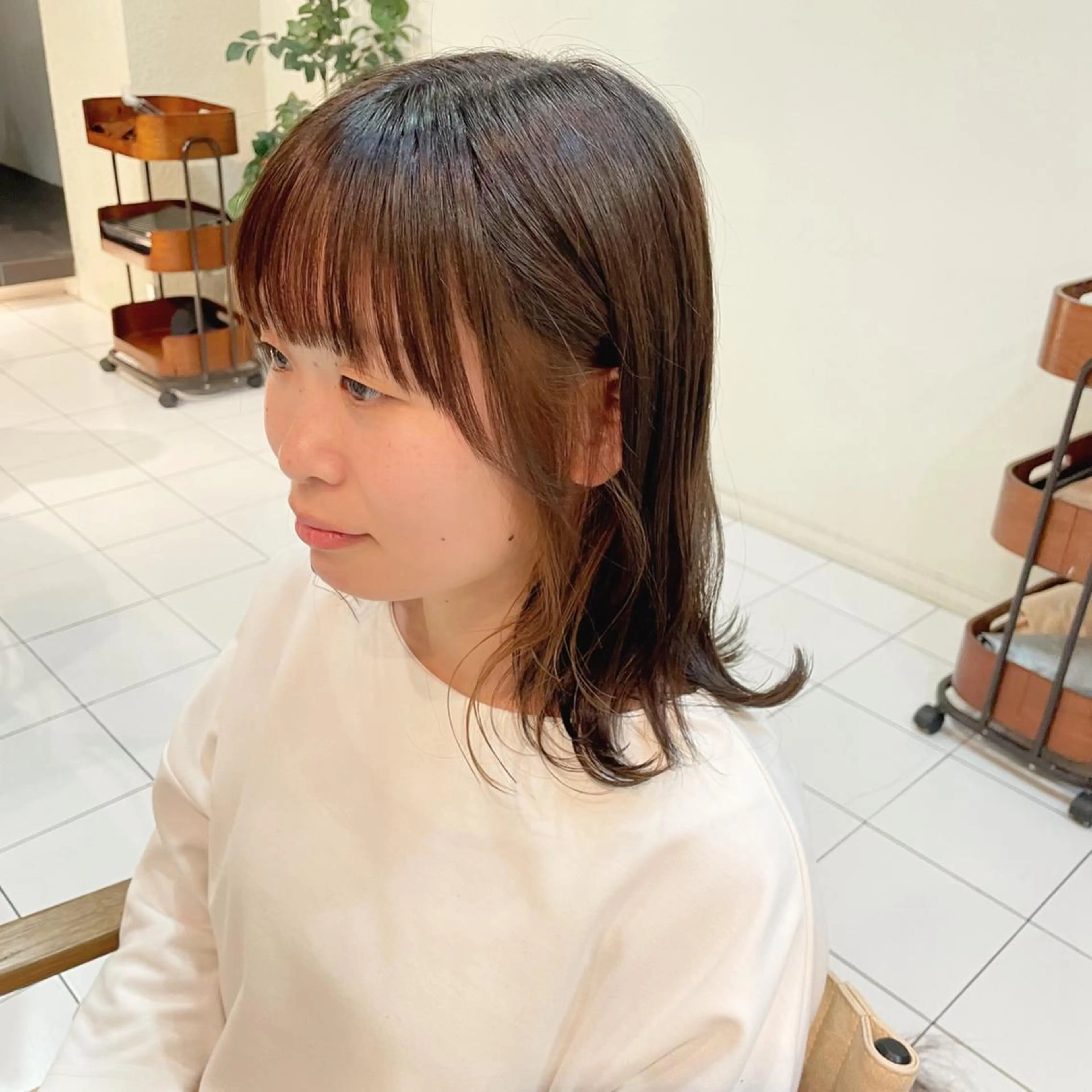 ミディアム カラー ブリーチ インナーカラー ブリーチなしカラー 透明感カラー/ 寺田千雅子のヘアスタイル