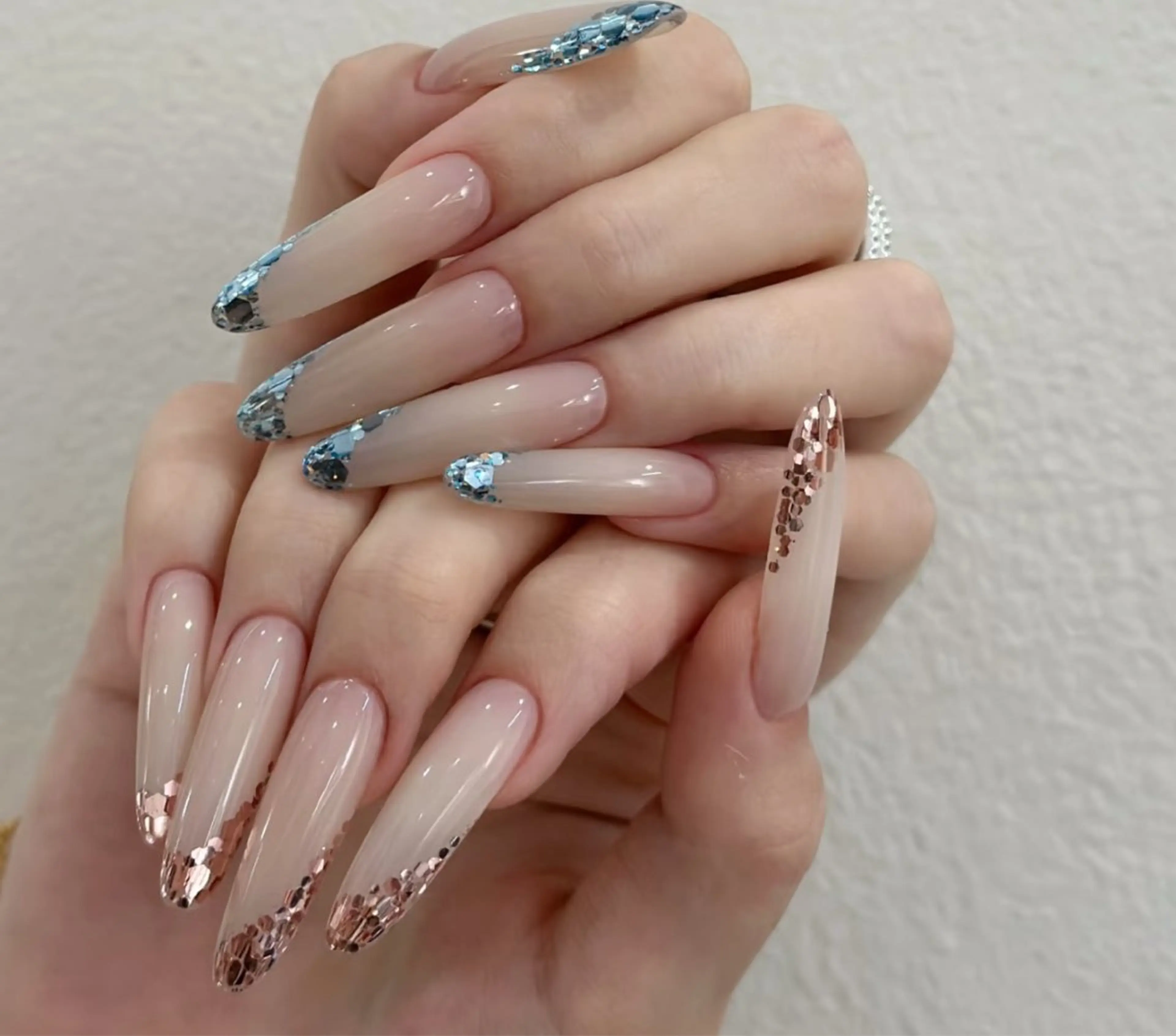 ネイル アートネイル オーロラネイル チークネイル フレンチネイル ガラスフレンチ ハンドネイル 🎀🎀YooLi Nail Salonのネイルデザイン