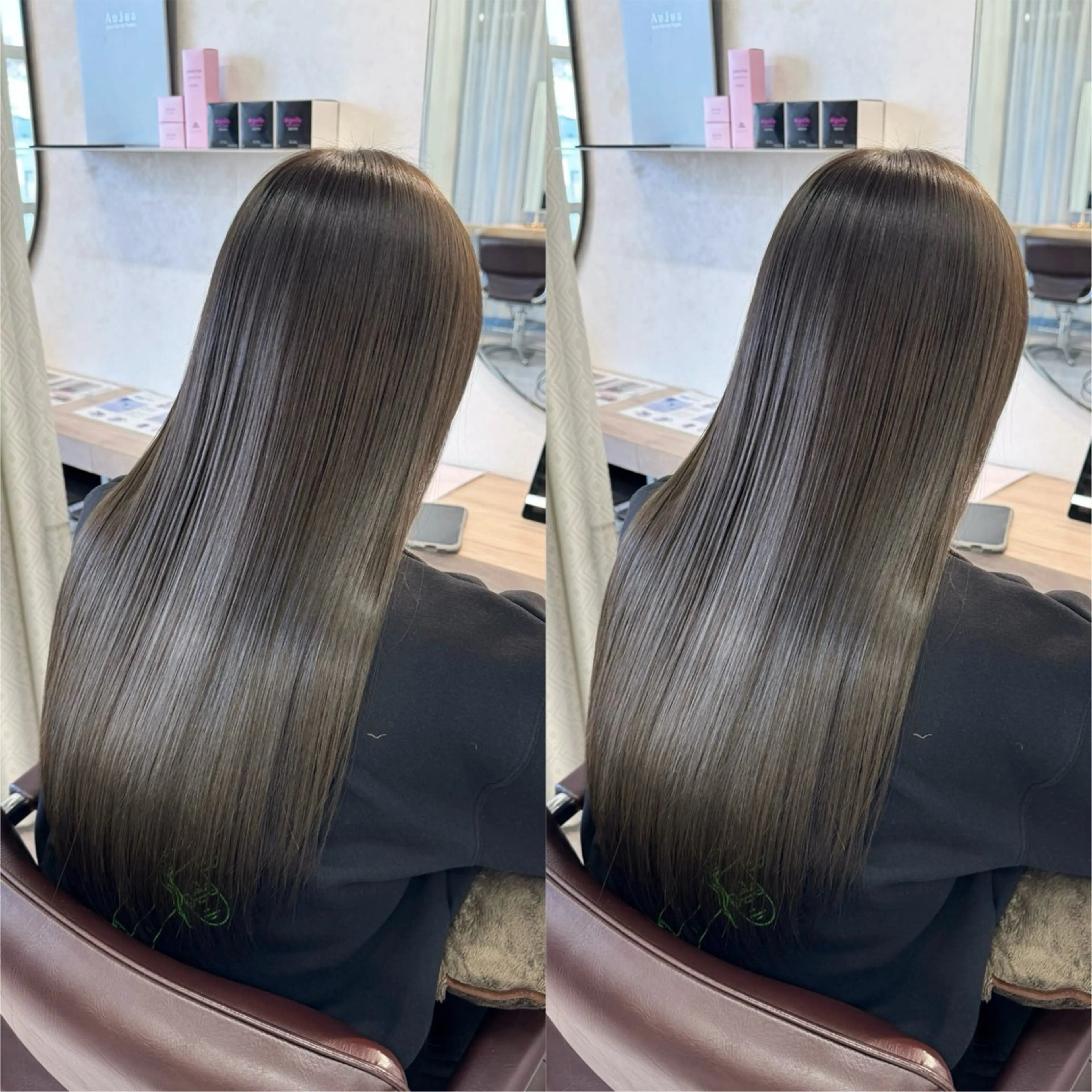 ロング アッシュ カット ヘアカラー トリートメント 🫧岡野/透明感🍃 /髪質改善🫧のヘアスタイル