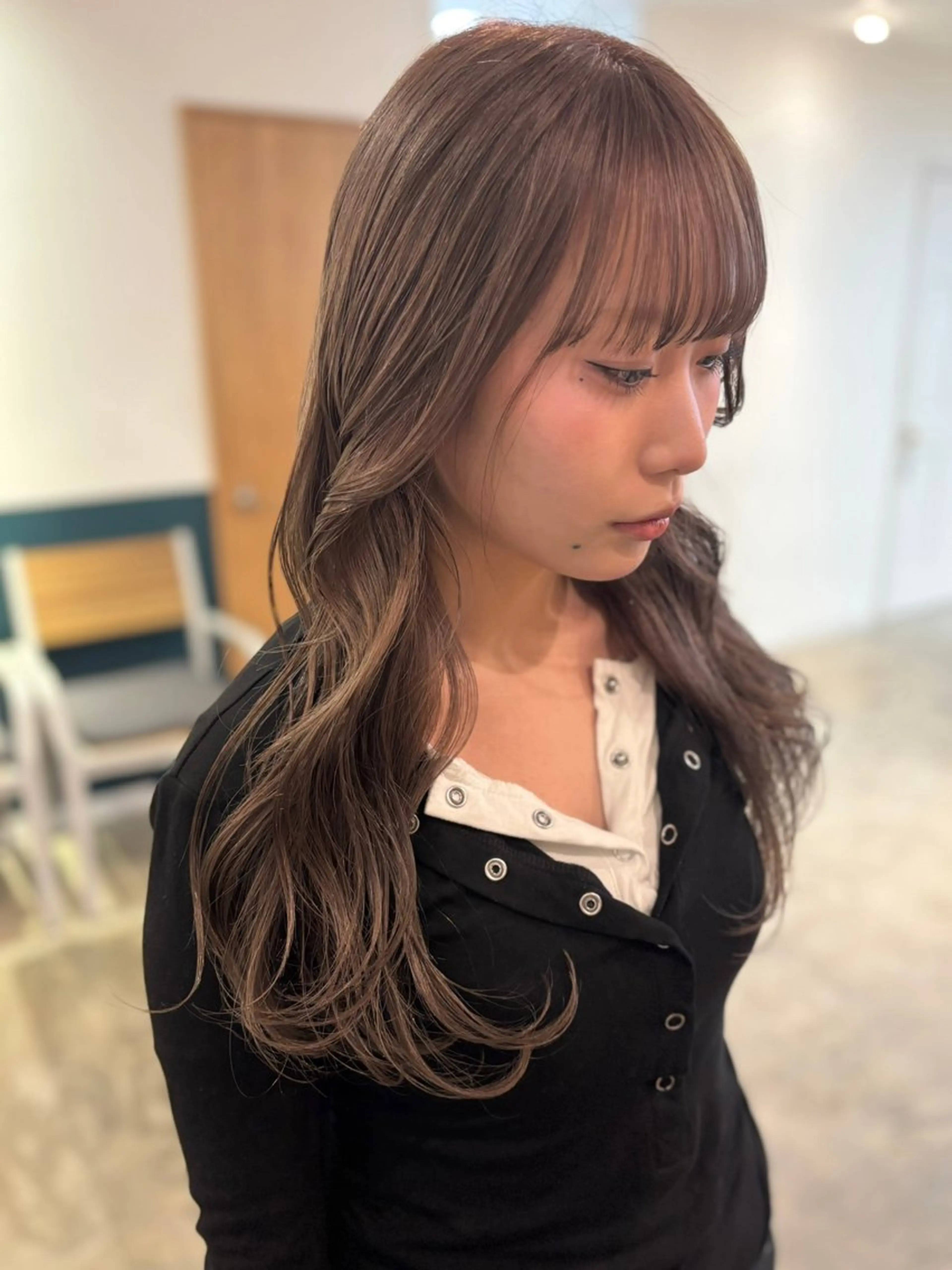 ロング アッシュ ヘアカラー トリートメント ☁️RIKA☁️ @ri2_____bのヘアスタイル