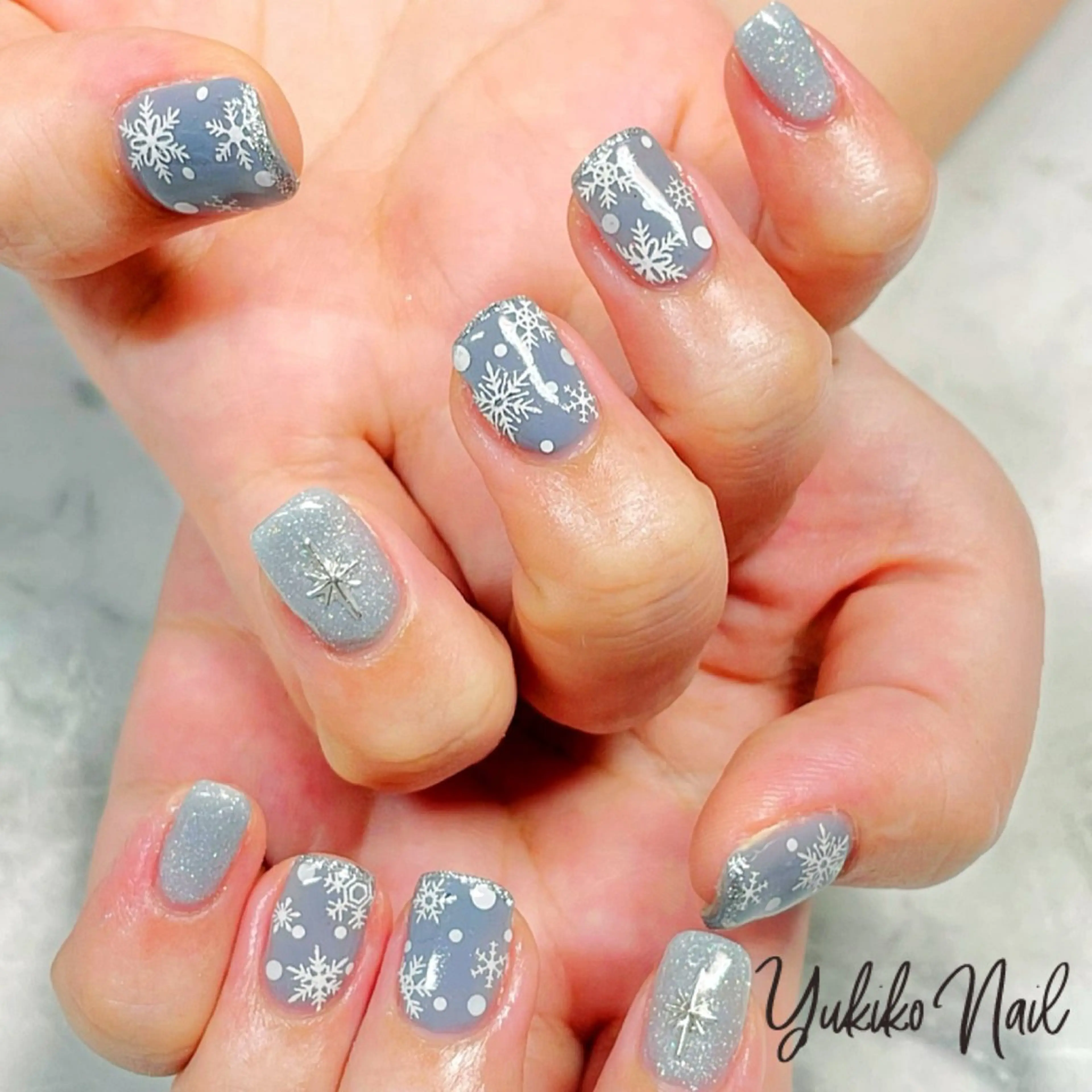 ネイル ブルー 冬ネイル ユキコ ネイルのネイルデザイン