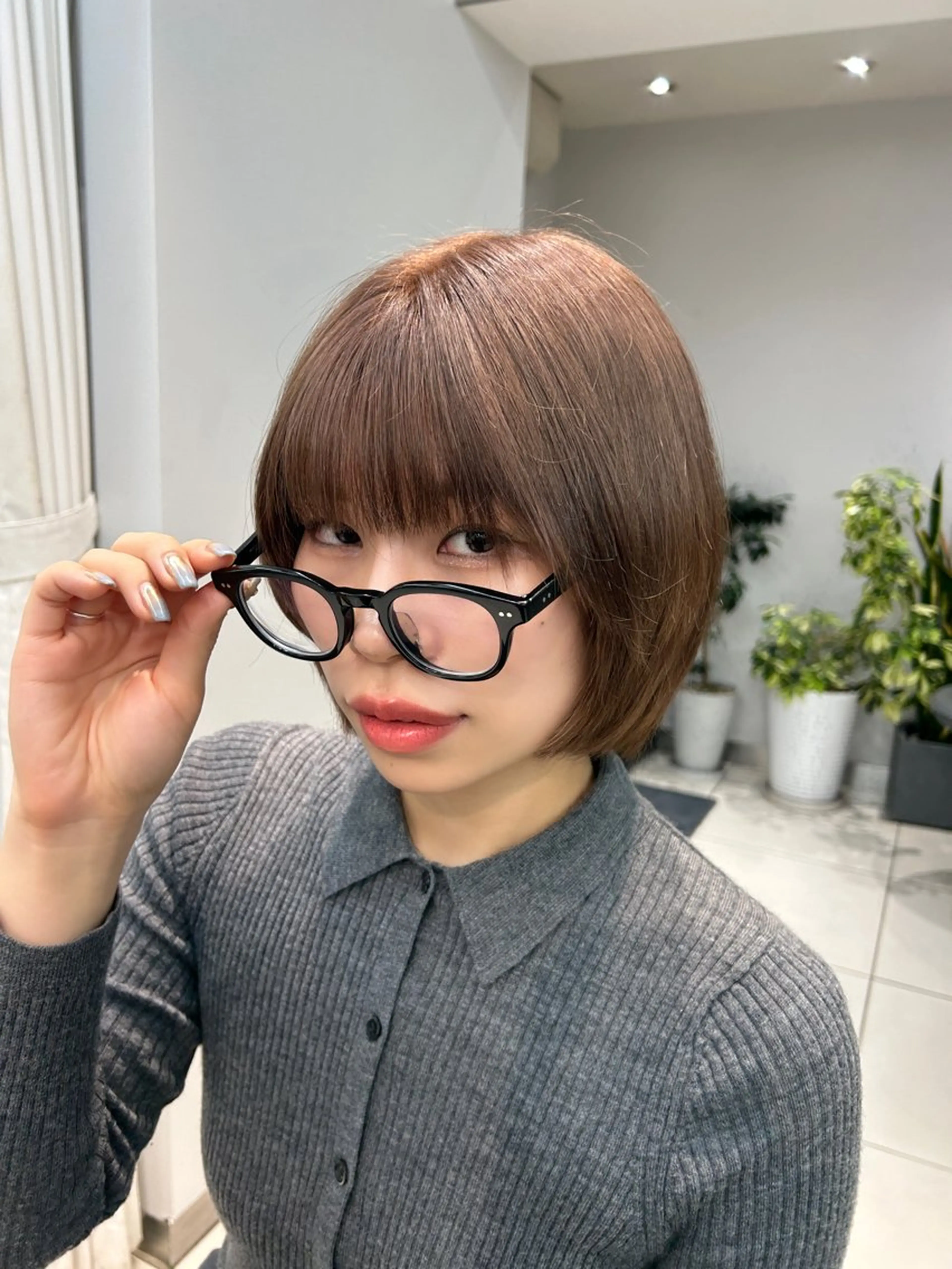 ショート ミルクティーブラウン くびれボブレイヤー 渋谷/kougaのヘアスタイル